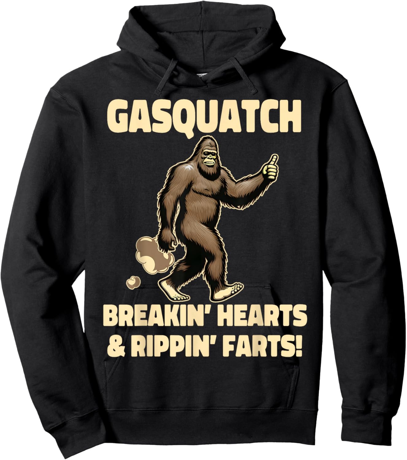 Weird Sayings Quote One Liners Fartacus Farting Bigfoot Breaking Hearts And Ripping Farts Sasquatch Hoodie - Hoodie | Black