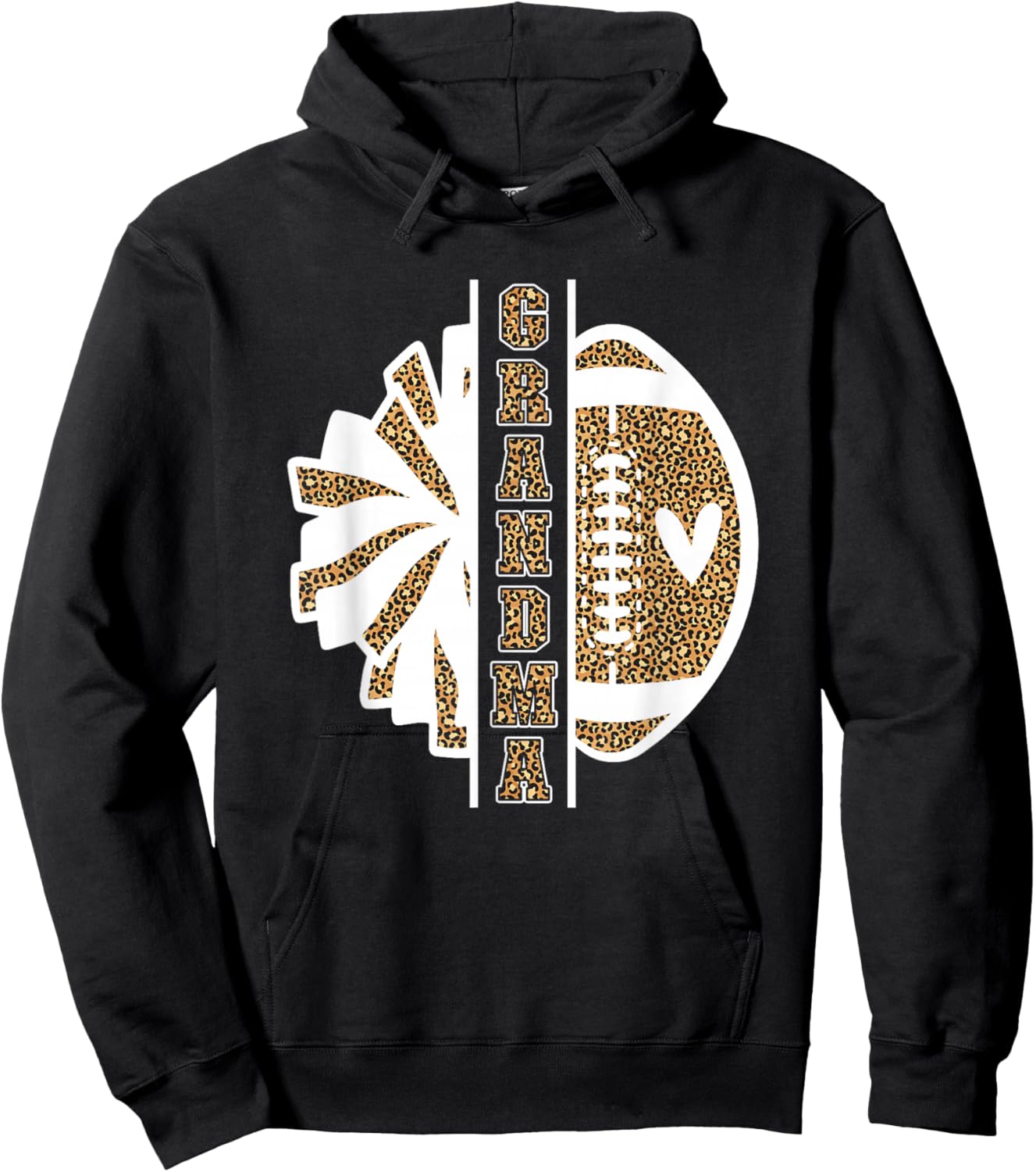 Grandma Of A Football Player & Cheerleader Grandma Leopard Hoodie - Hoodie | Black