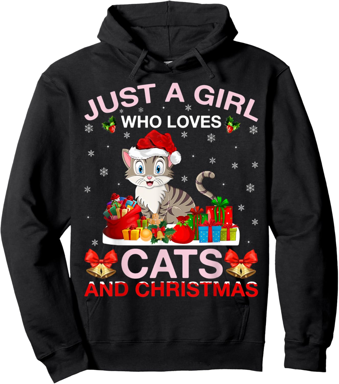 Just A Girl Who Love Cats And Christmas Hoodie - Hoodie | Black
