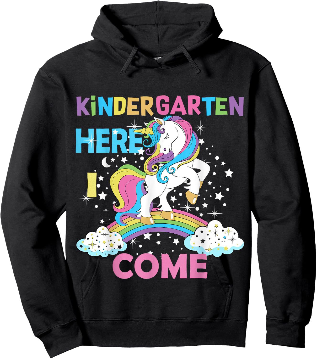 Unicorn Kindergarten Here I come School Kindergarten Girl Hoodie - Hoodie | Black