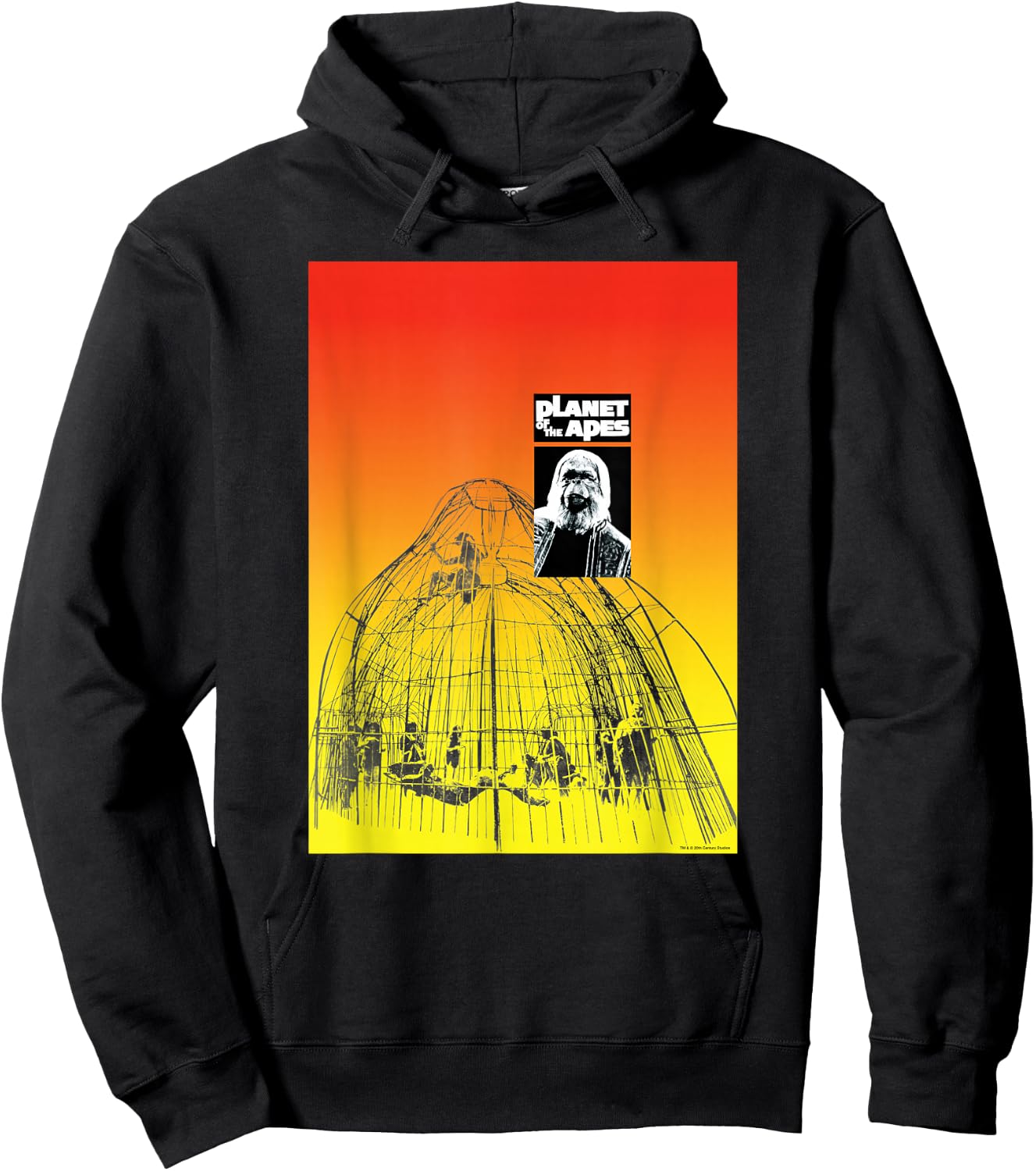 Planet of the Apes 1968 Dr Zaius and Cage Vintage Poster Art , Small Hoodie - Hoodie | Black