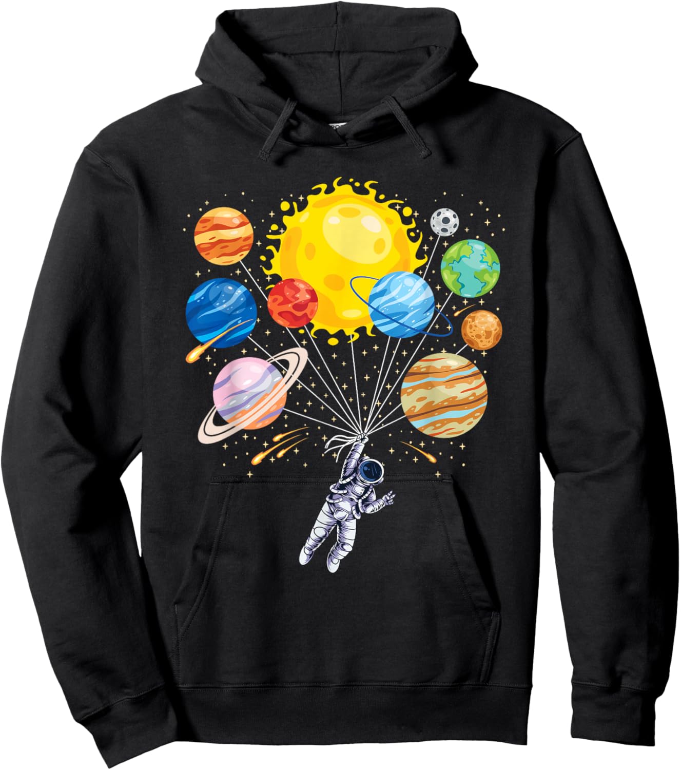 Funny Astronaut Planet Space Solar System Men Women Kids Hoodie - Hoodie | Black