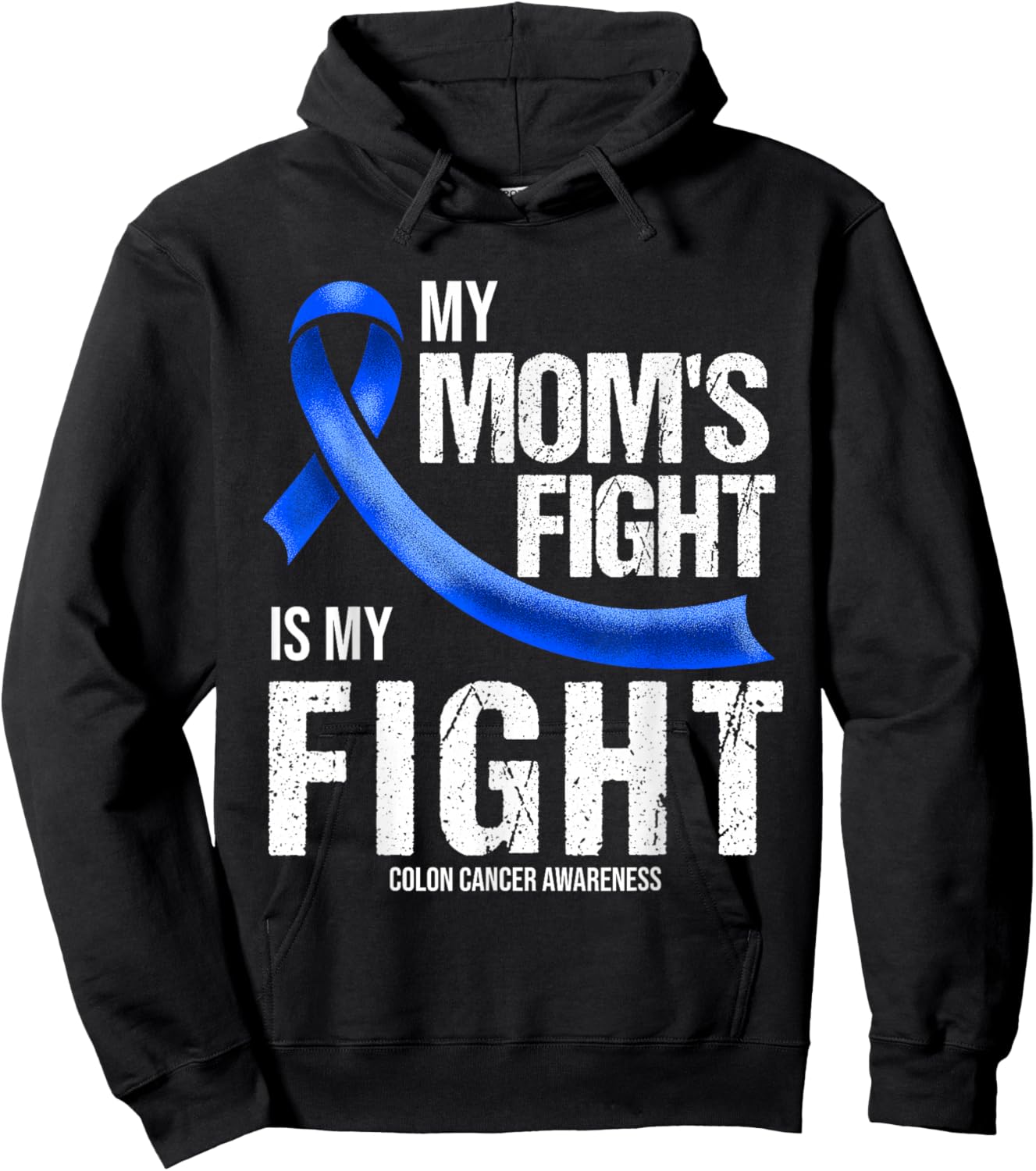Colon Cancer Awareness Blue Ribbon Mom Warriors Hoodie - Hoodie | Black