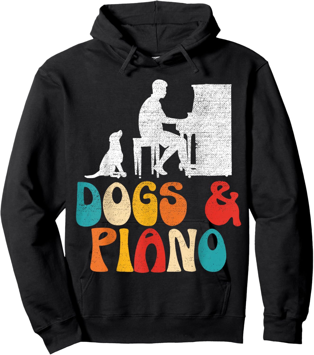 Dogs And Piano Musician Musical Instrument Pianist Music Hoodie - Hoodie | Black