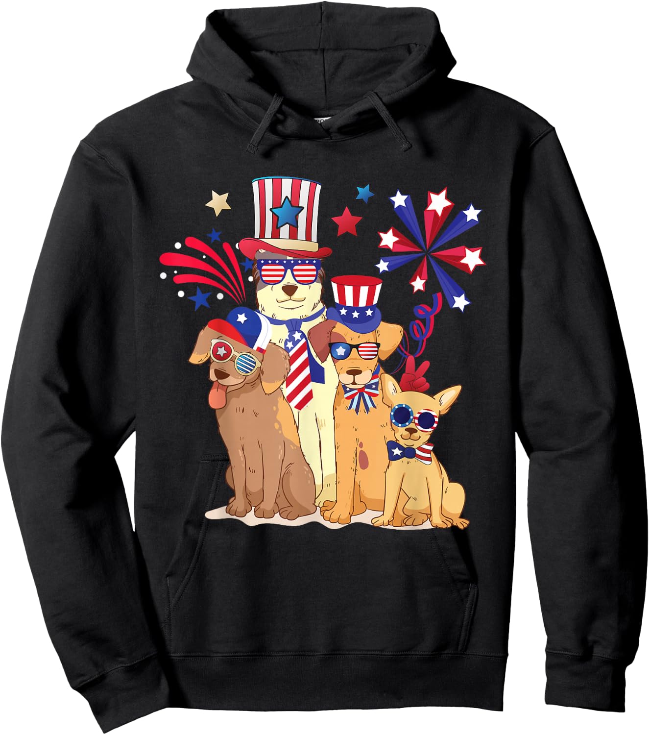 Patriotic Dog 4th Of July Funny Dogs Lovers for Pet Owners Hoodie - Hoodie | Black