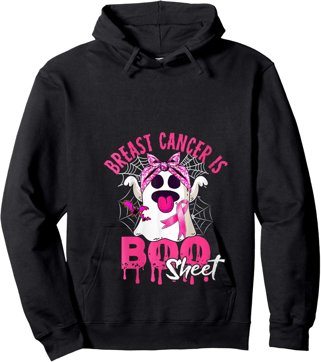 Breast Cancer Is Boo Sheet Halloween Breast Cancer Awareness V-Neck Hoodie - Hoodie | Black
