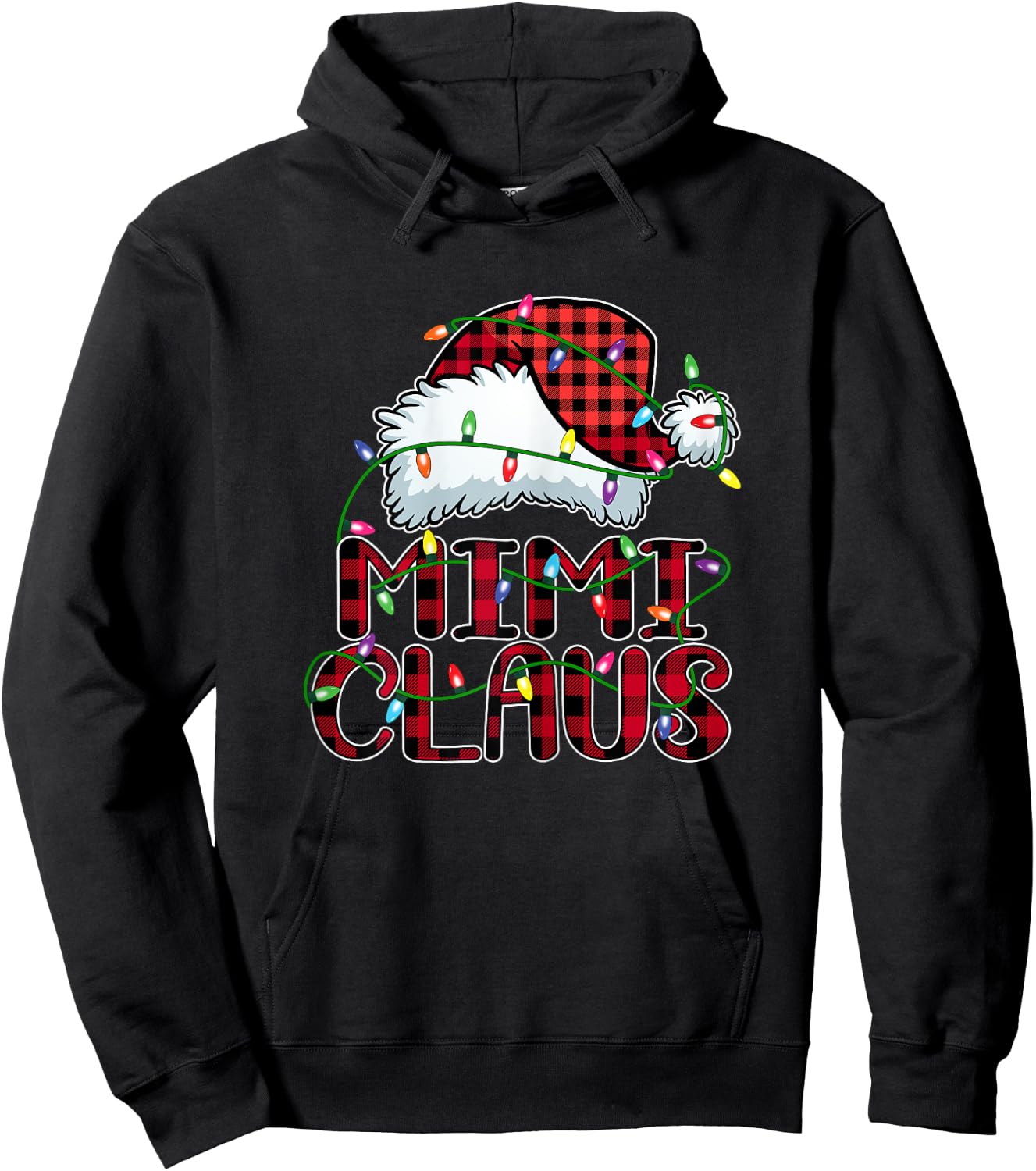 Mimi Claus Shirt Christmas Lights Pajama Family Matching Hoodie - Hoodie | Black