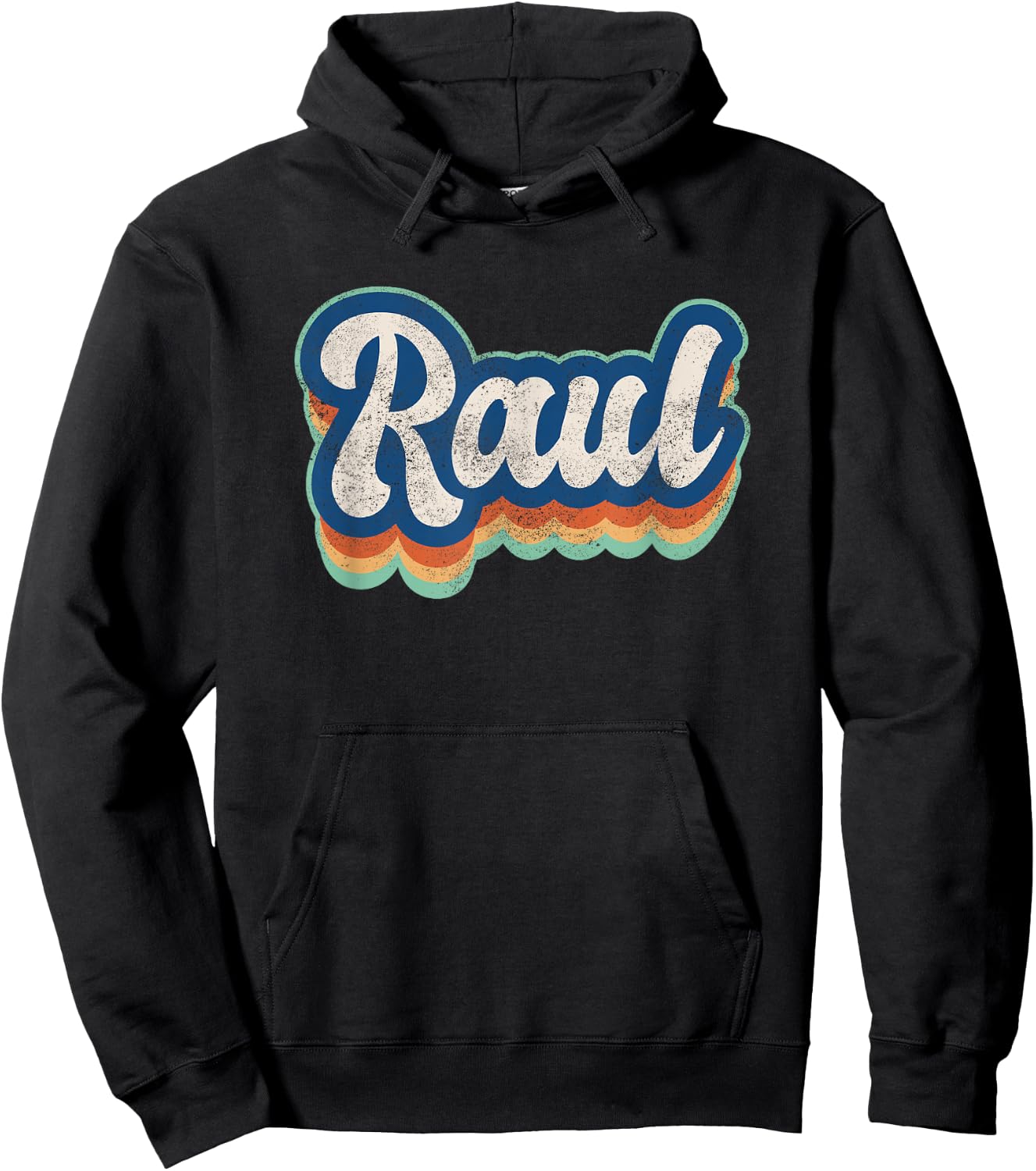 Raul First Name Boy Vintage Style 70s 80s Personalized Hoodie - Hoodie | Black