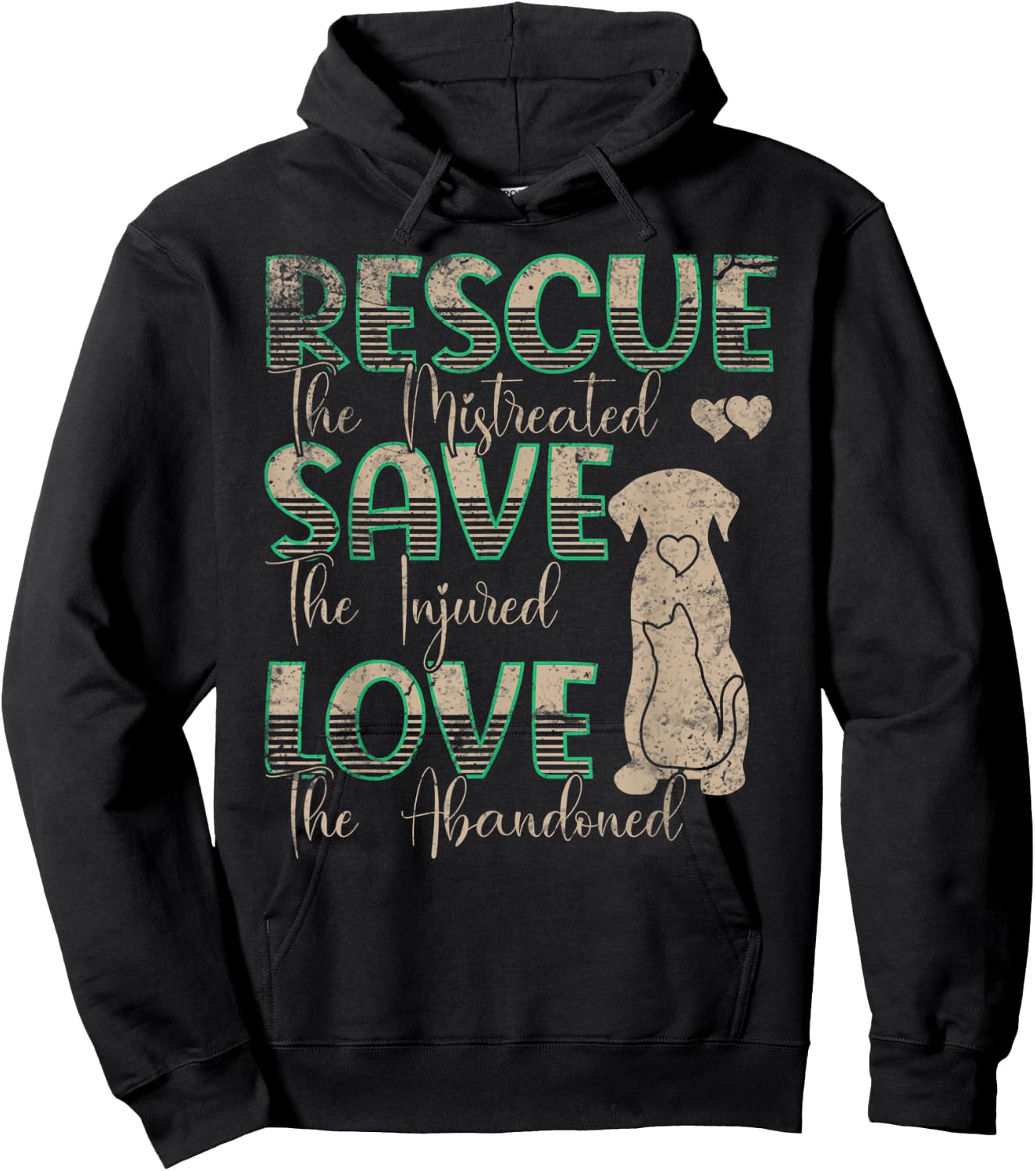 Save Love Rescue the Mistreated Animals Rescue Dog Hoodie - Hoodie | Black
