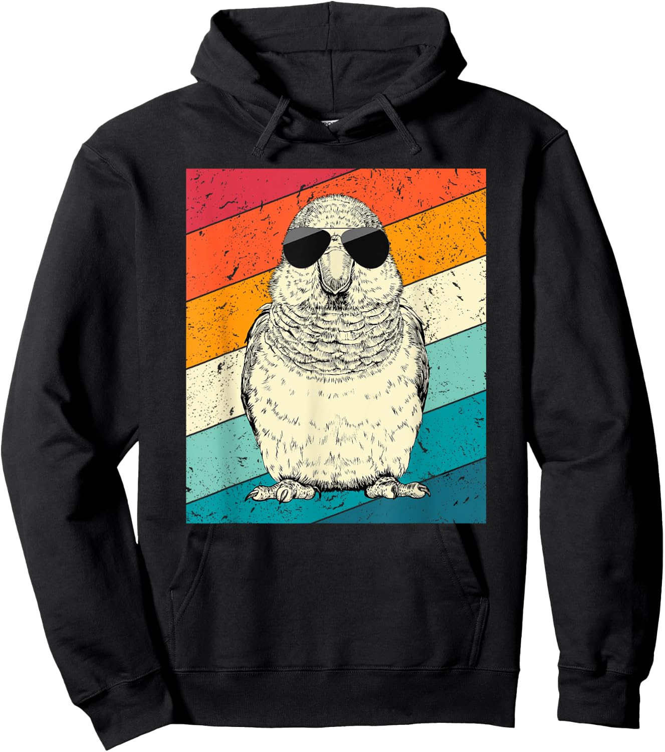 Retro Vintage Quaker Parrot with Sunglasses Bird Lovers Hoodie - Hoodie | Black