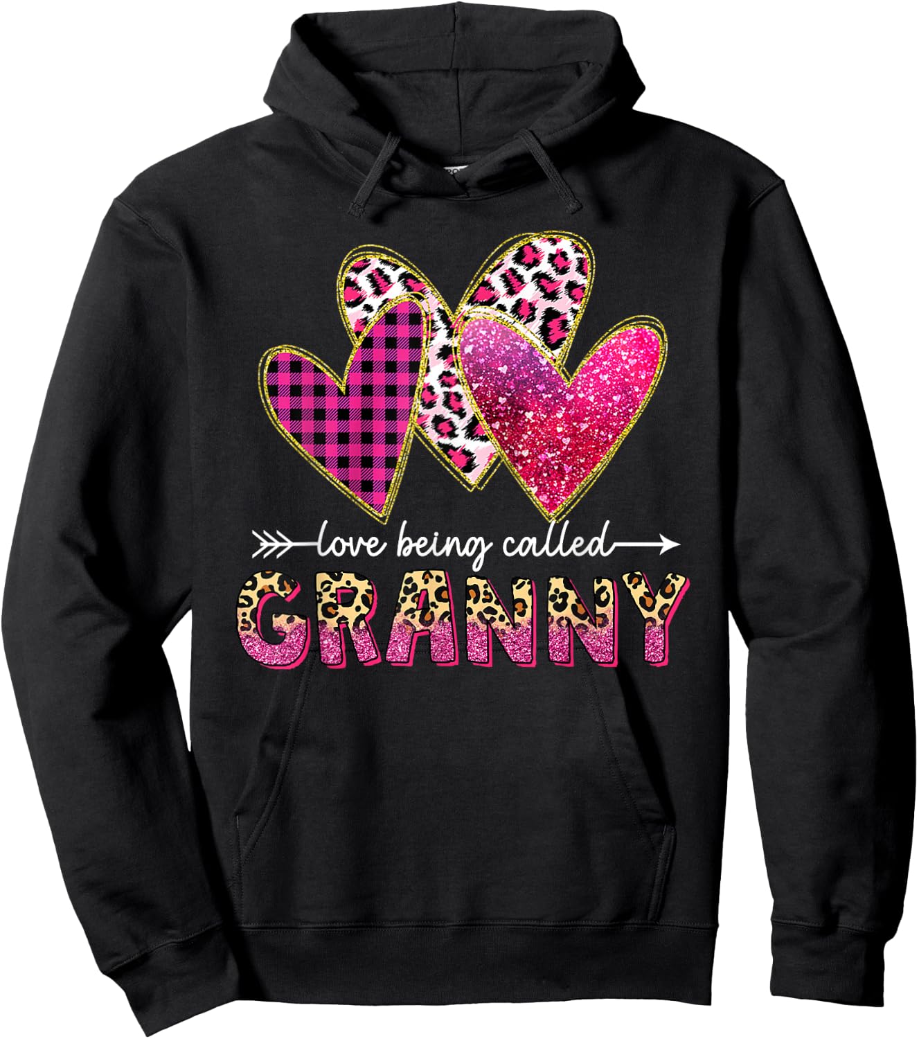 I Love Being Called Granny Grandma Valentine Mothers day Hoodie - Hoodie | Black