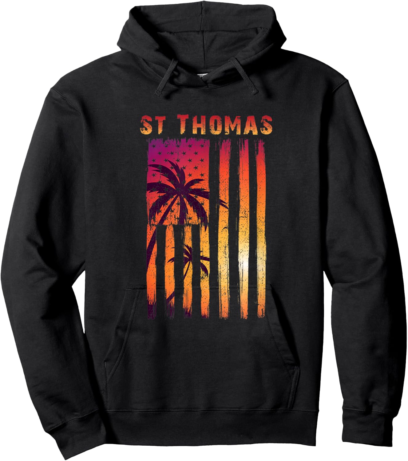 Vintage St. Thomas Patriotic Flag Hoodie - Hoodie | Black