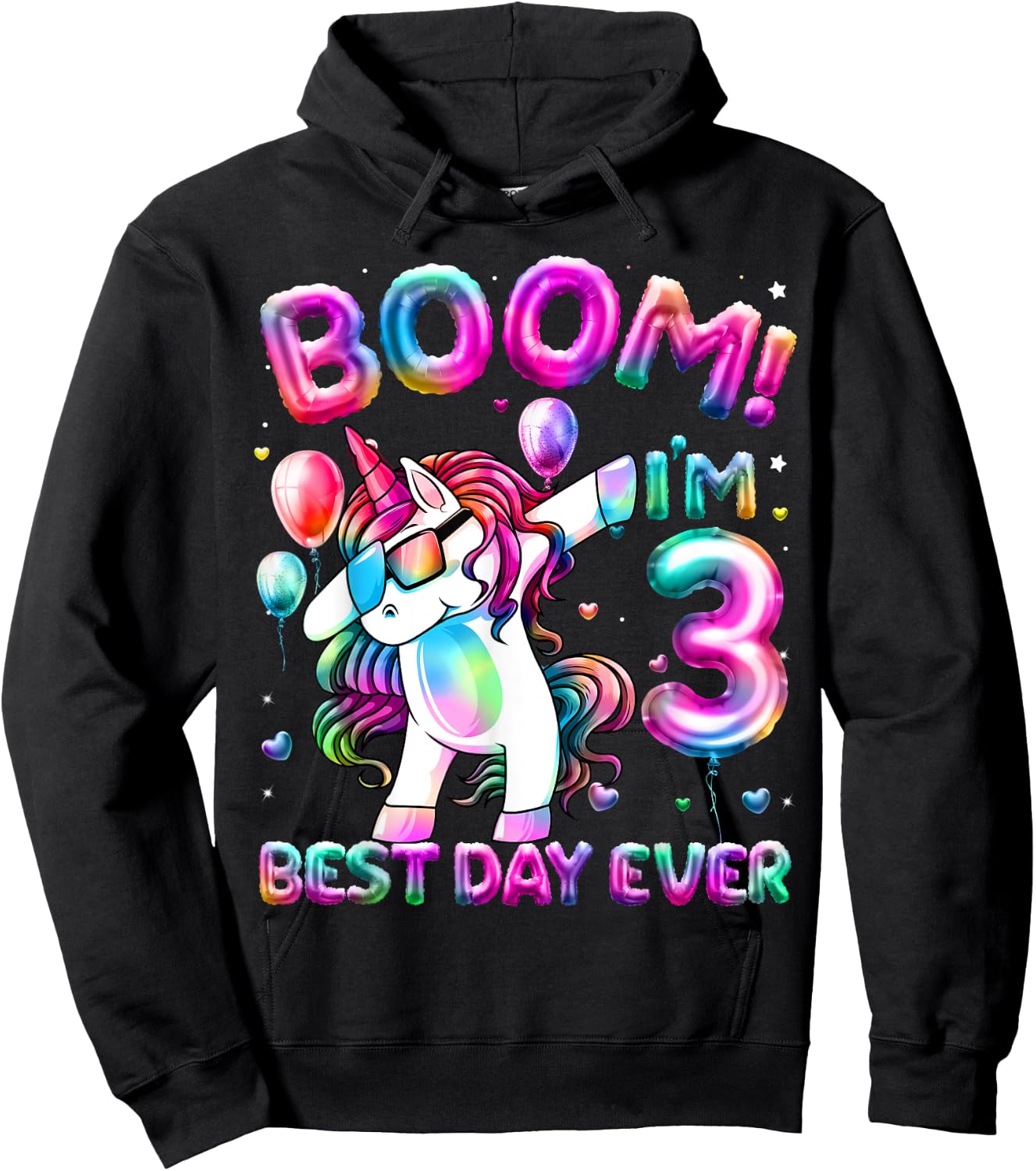 3 Years Old Dabbing Unicorn Gifts 3rd Birthday Girl Party Hoodie - Hoodie | Black