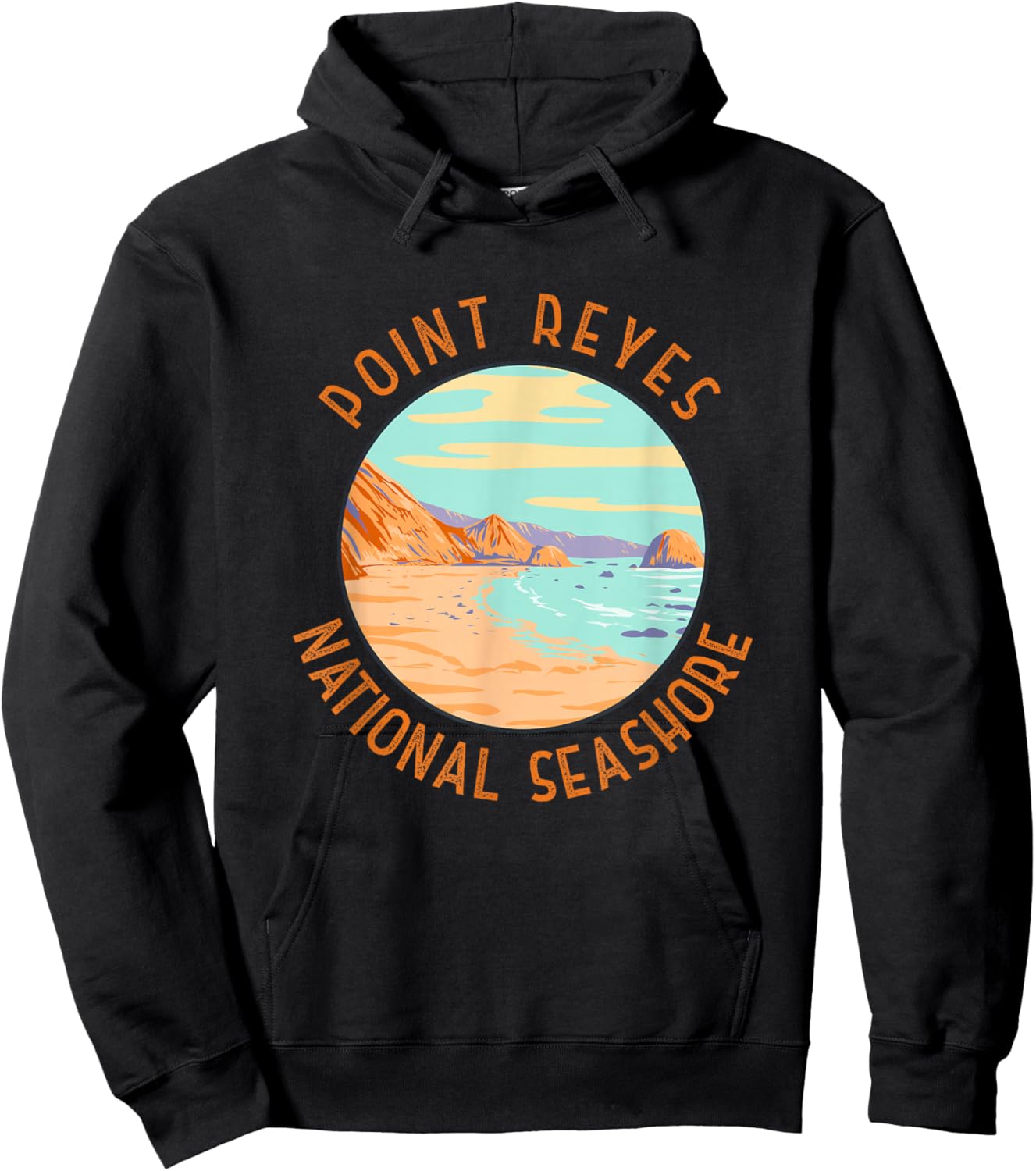 Point Reyes National Seashore Distressed Circle Vintage Hoodie - Hoodie | Black