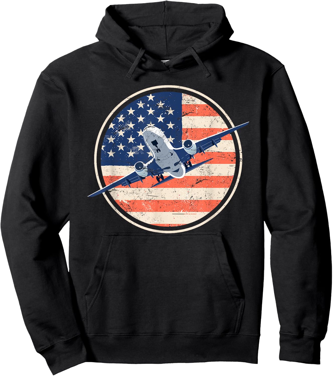 Airline Pilot American Flag Women Men Hoodie - Hoodie | Black