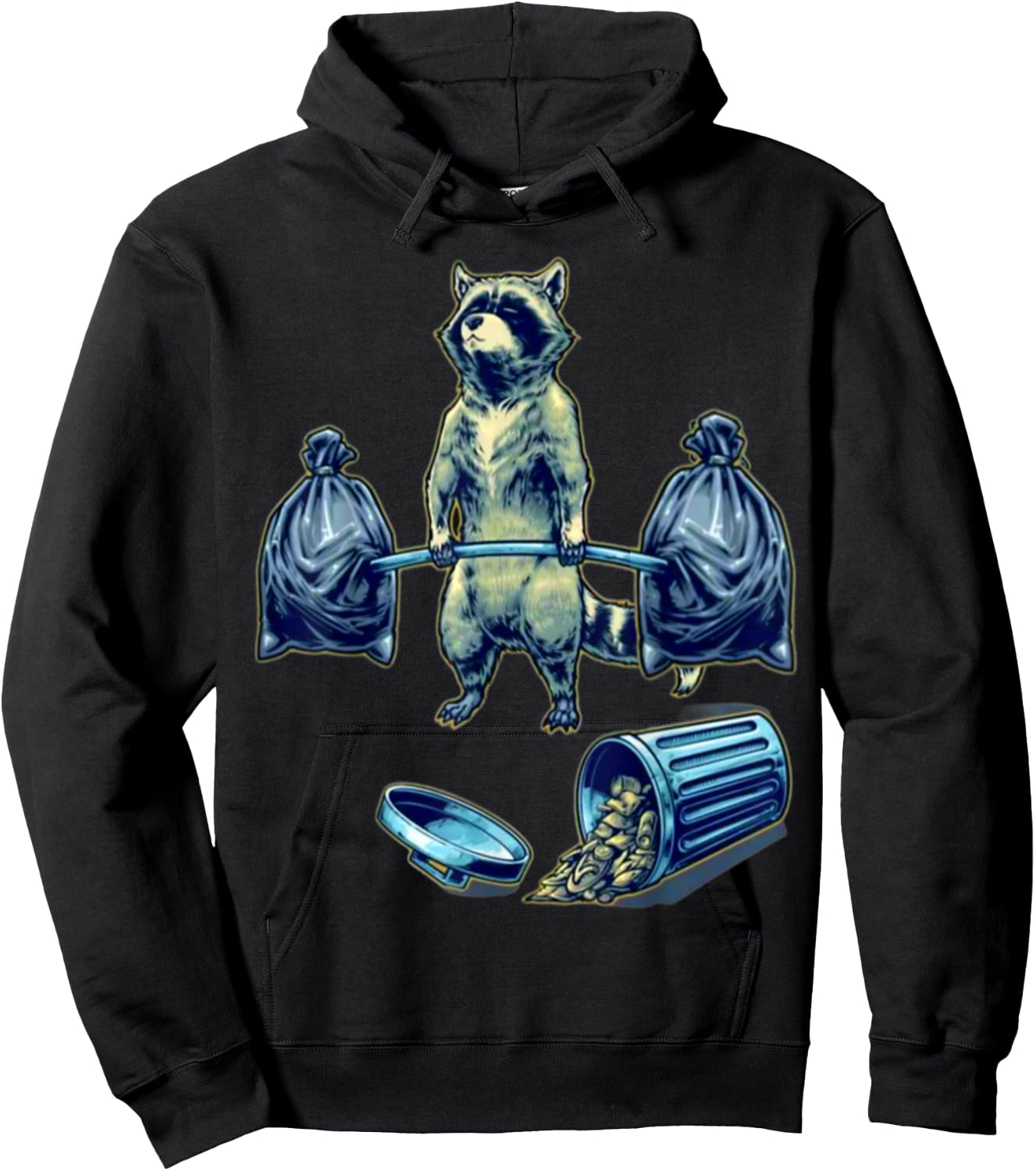 Deadlifting Raccoon Weightlifting Bodybuilding Fitness Gym Hoodie - Hoodie | Black