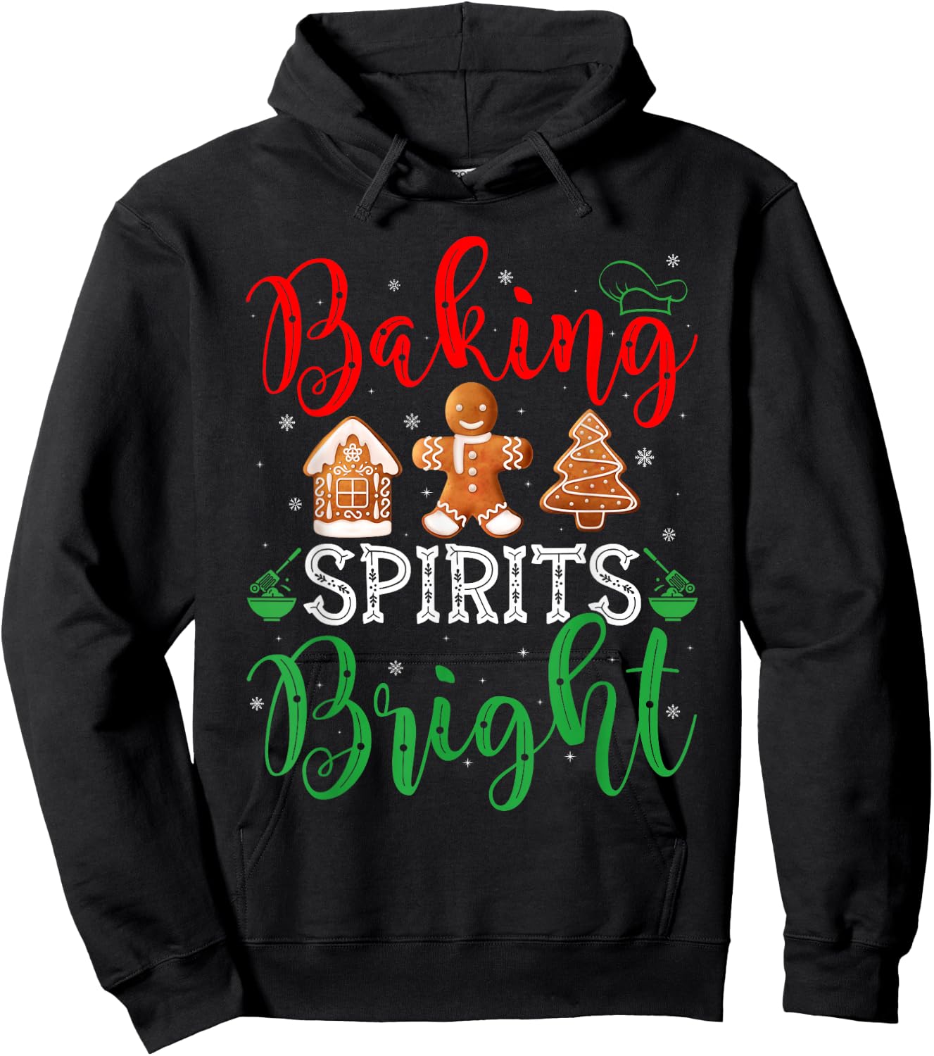 Christmas Baking Spirits Bright Cute Christmas Pajama Hoodie - Hoodie | Black