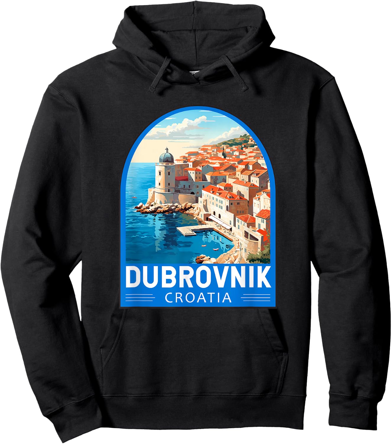 Dubrovnik Croatia Travel Retro Emblem Vintage Hoodie - Hoodie | Black