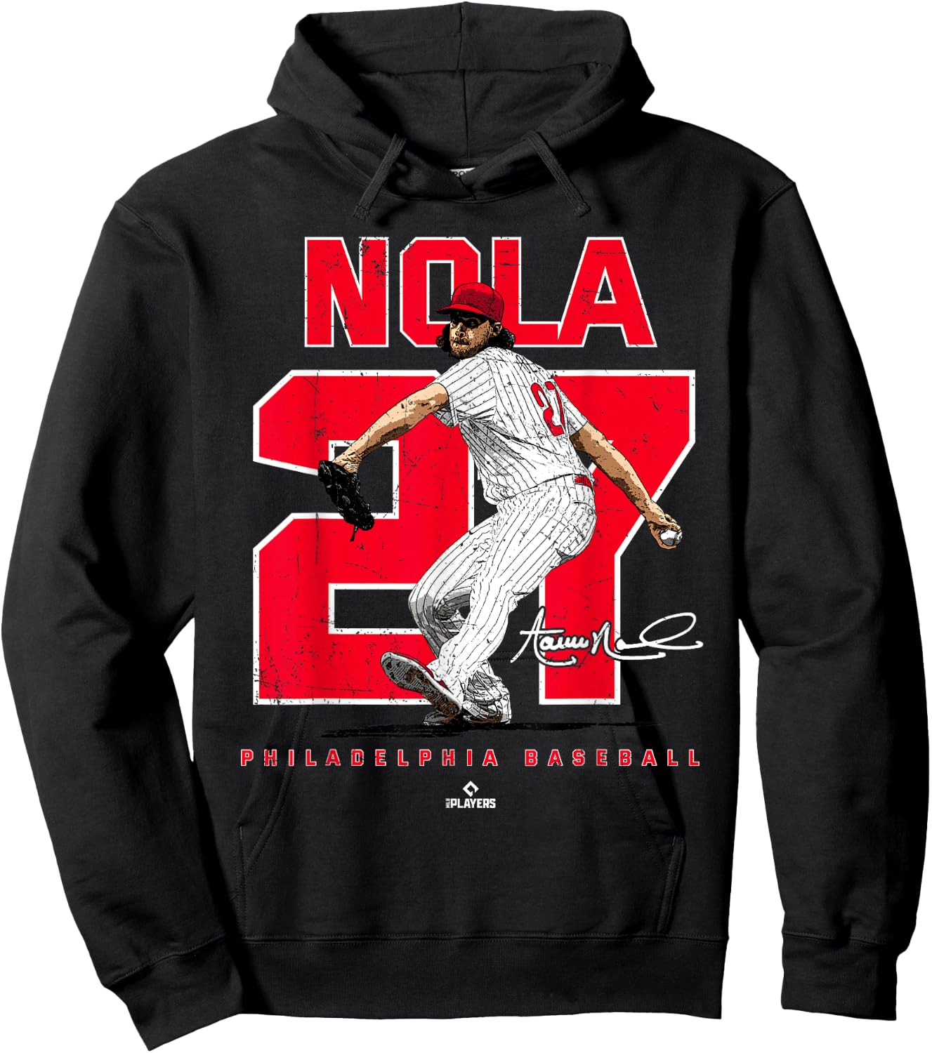 Number and Portrait Aaron Nola Philadelphia MLBPA Hoodie - Hoodie | Black
