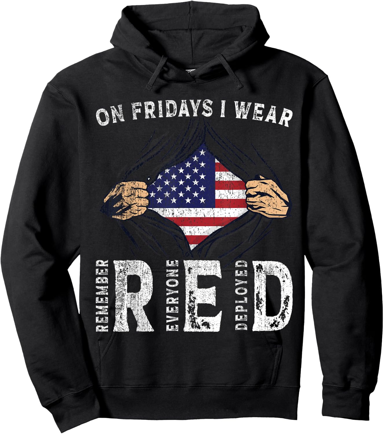 On Fridays I Wear Red USA Support American Troops Hoodie - Hoodie | Black