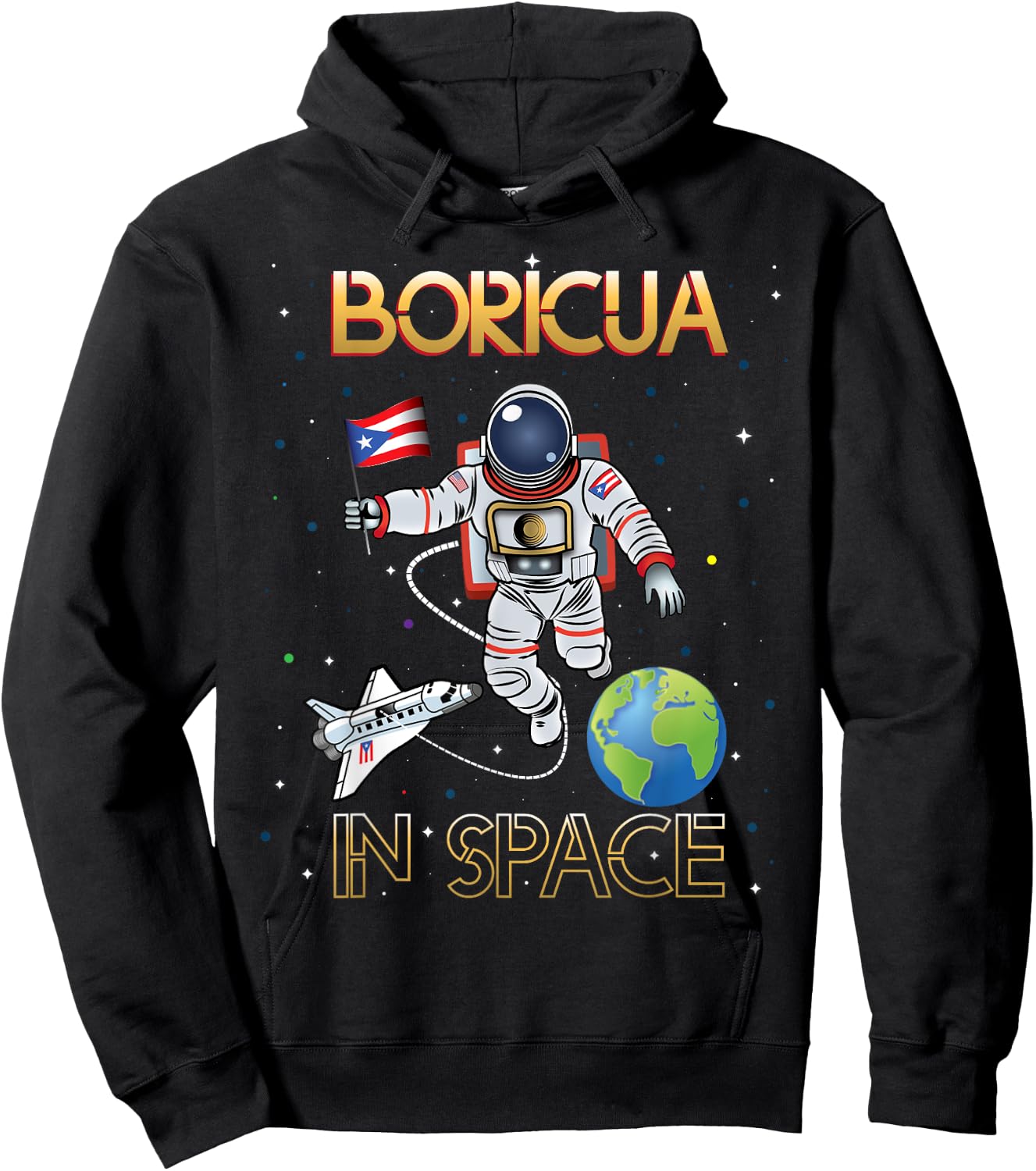 Boricua in Space - Apparel Hoodie - Hoodie | Black