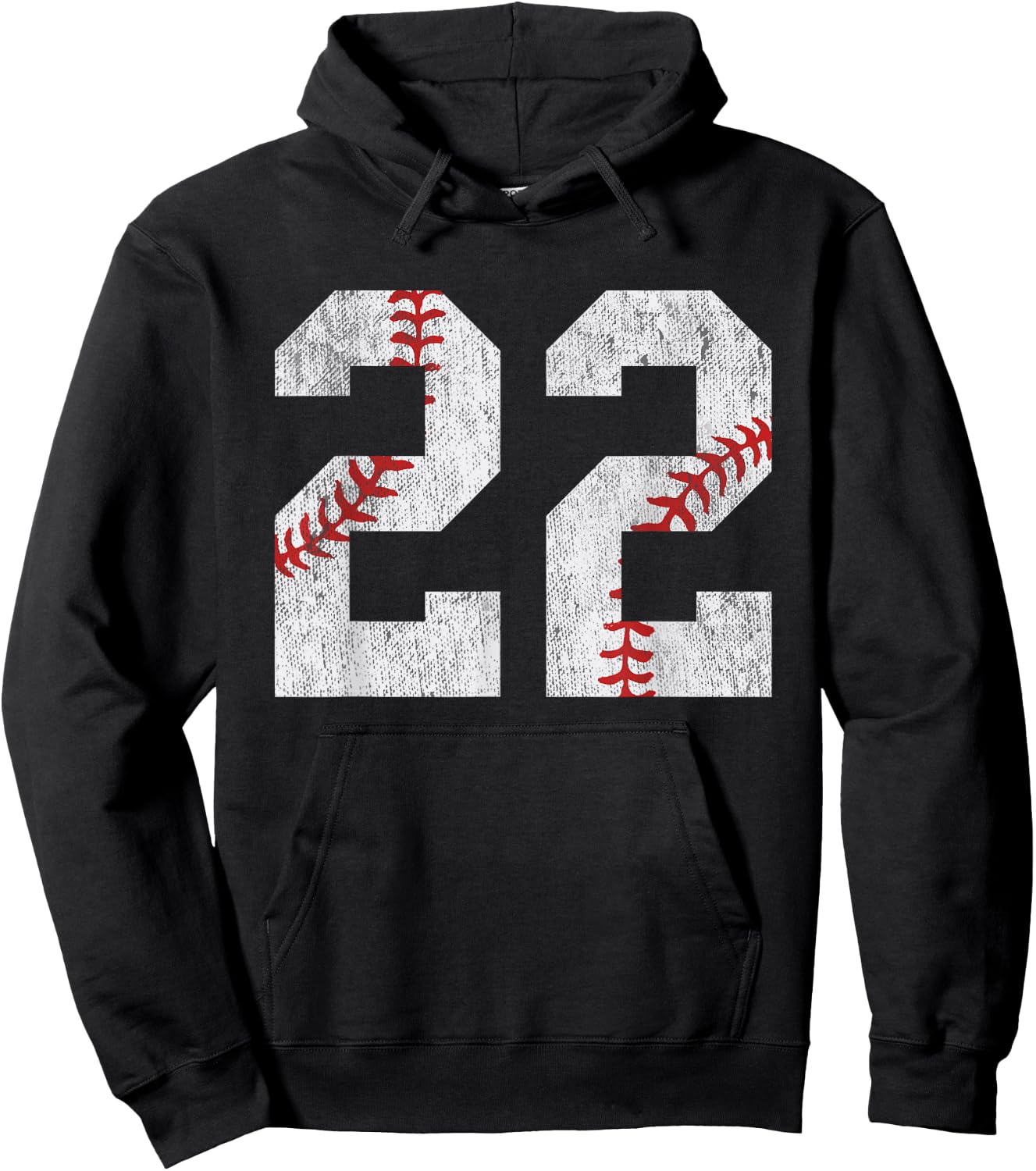 Number #22 Vintage 22nd Birthday Baseball Lover 22 Years Old Hoodie - Hoodie | Black