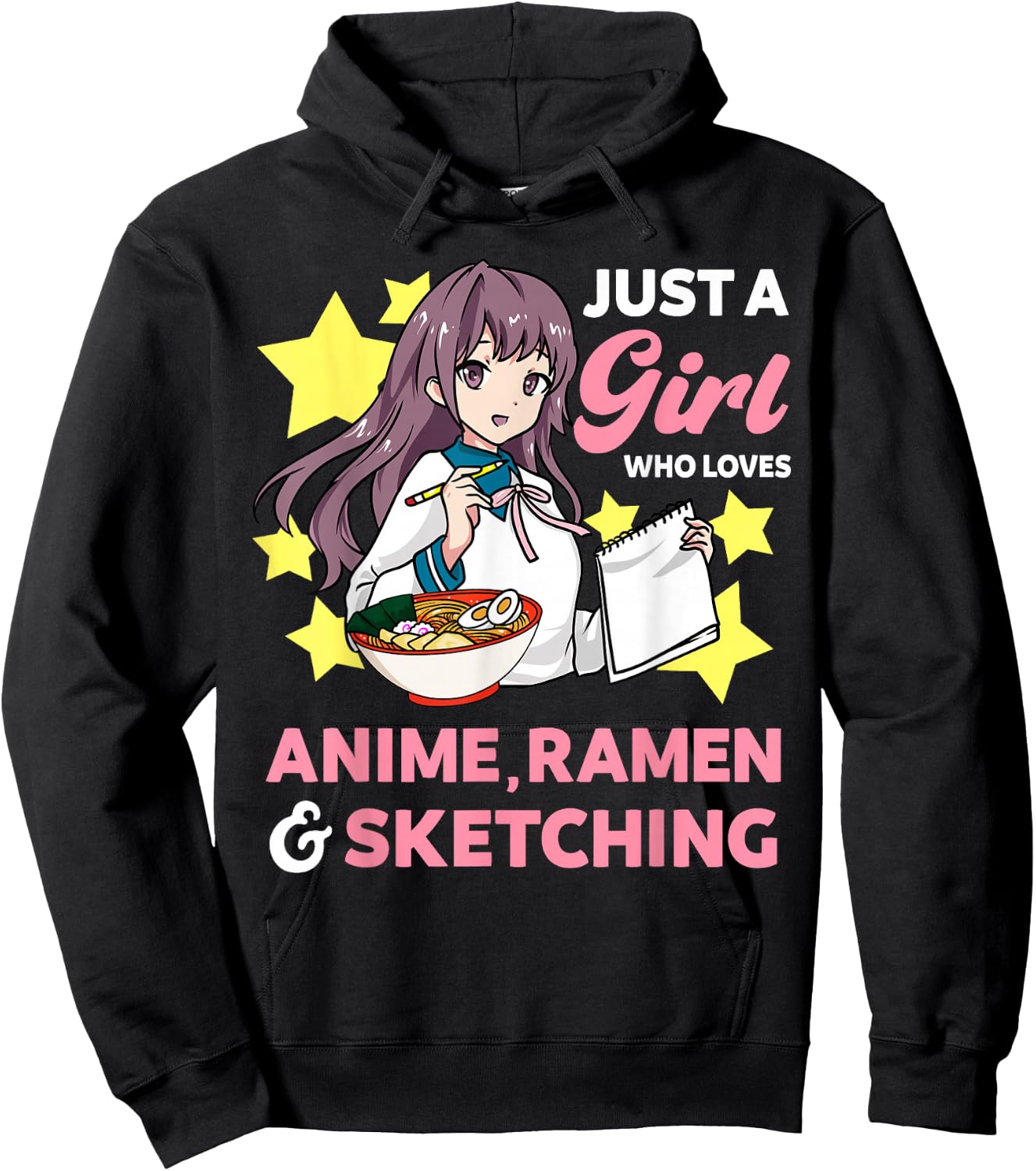 Just A Girl Who Loves Anime Ramen and Sketching Drawing Art Hoodie - Hoodie | Black