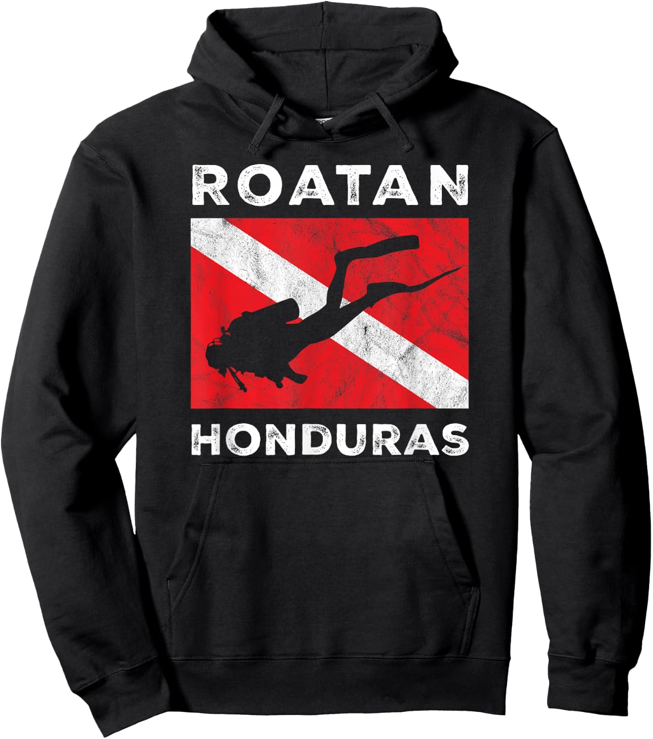 Retro Roatan Honduras Scuba Dive Vintage Dive Flag Diving Hoodie - Hoodie | Black