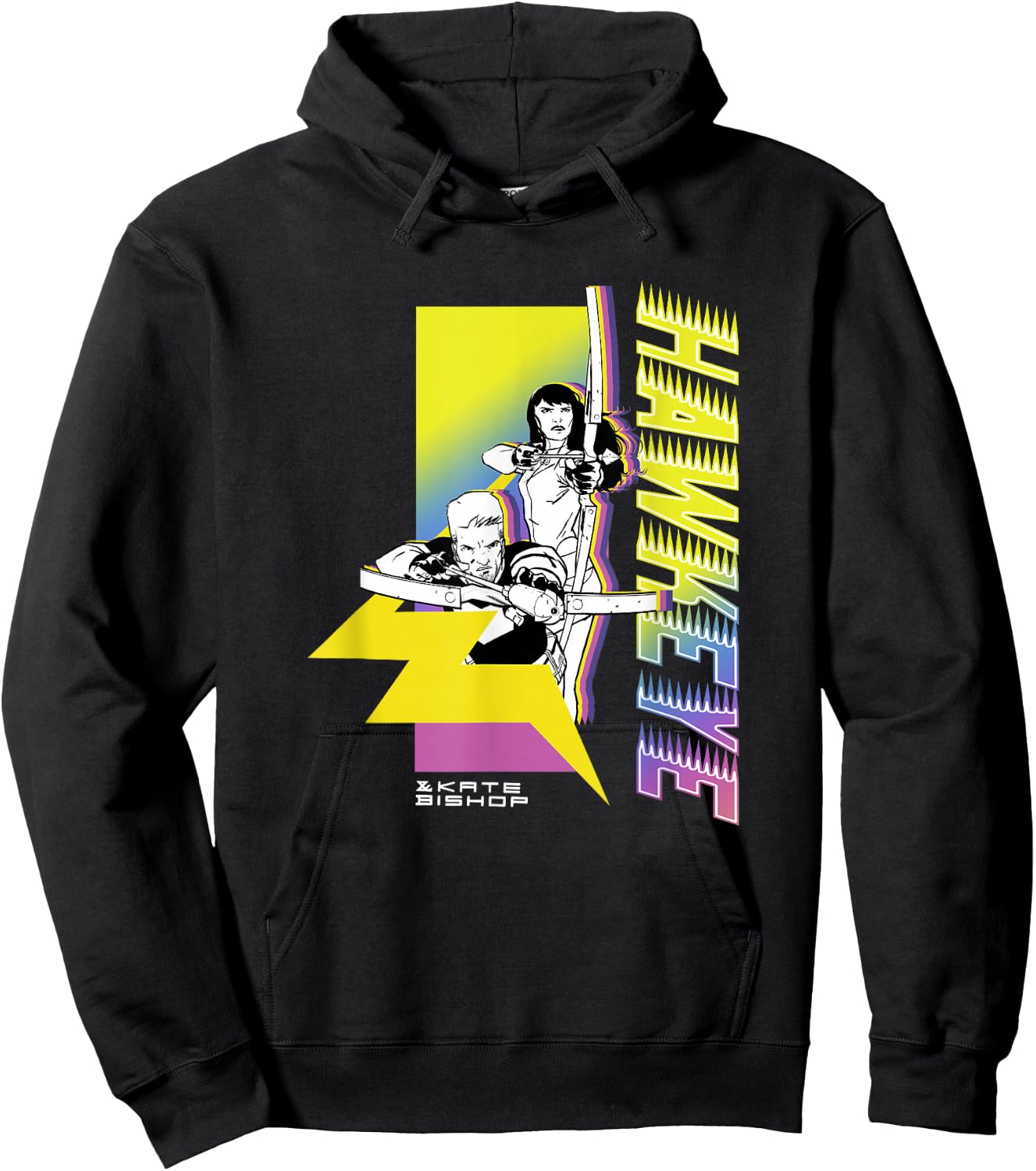 Marvel Comics Retro Classic Hawkeye & Kate Bishop Poster Hoodie - Hoodie | Black