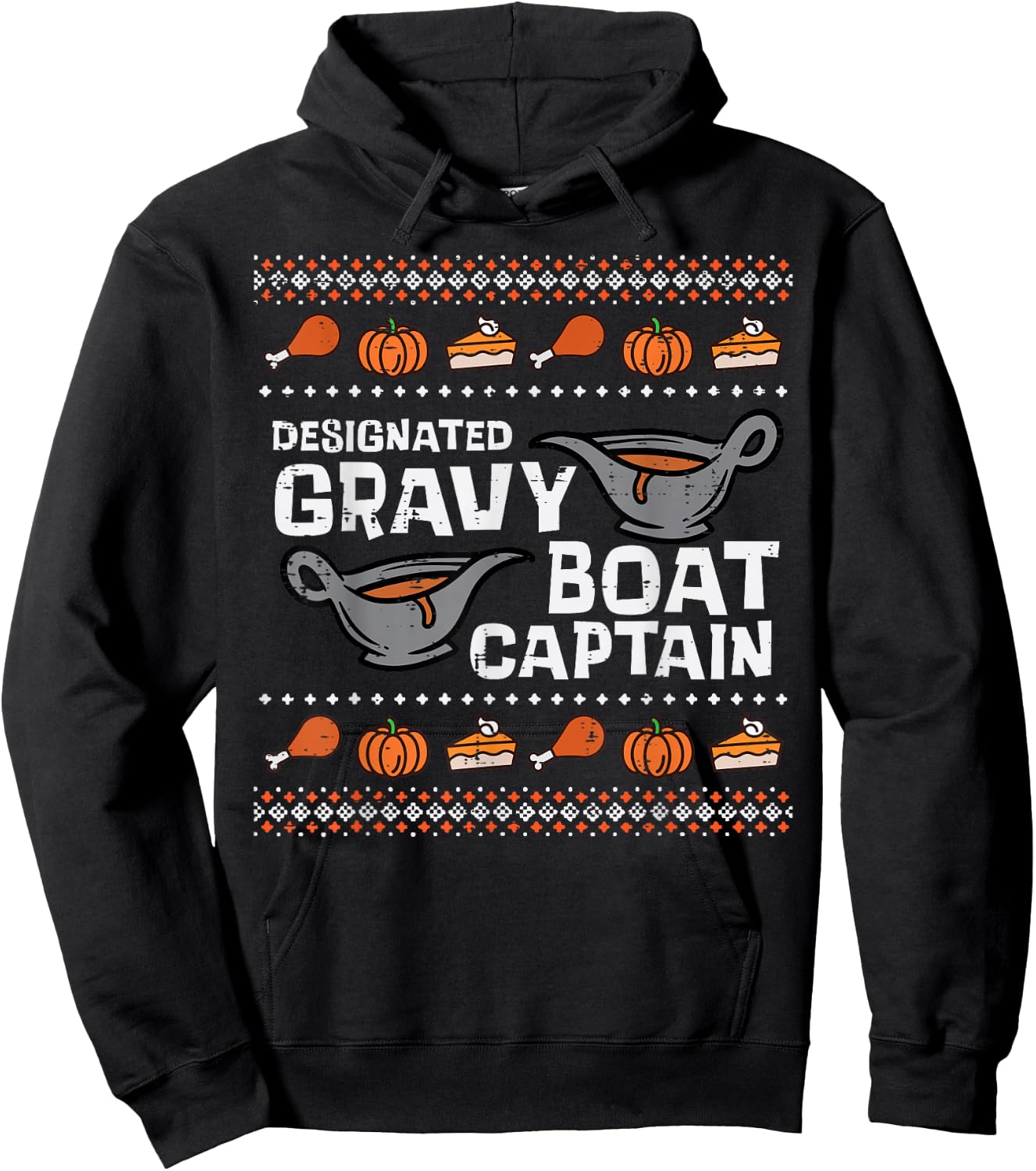 Designated Gravy Boat Captain Funny Ugly Thanksgiving Men Hoodie - Hoodie | Black