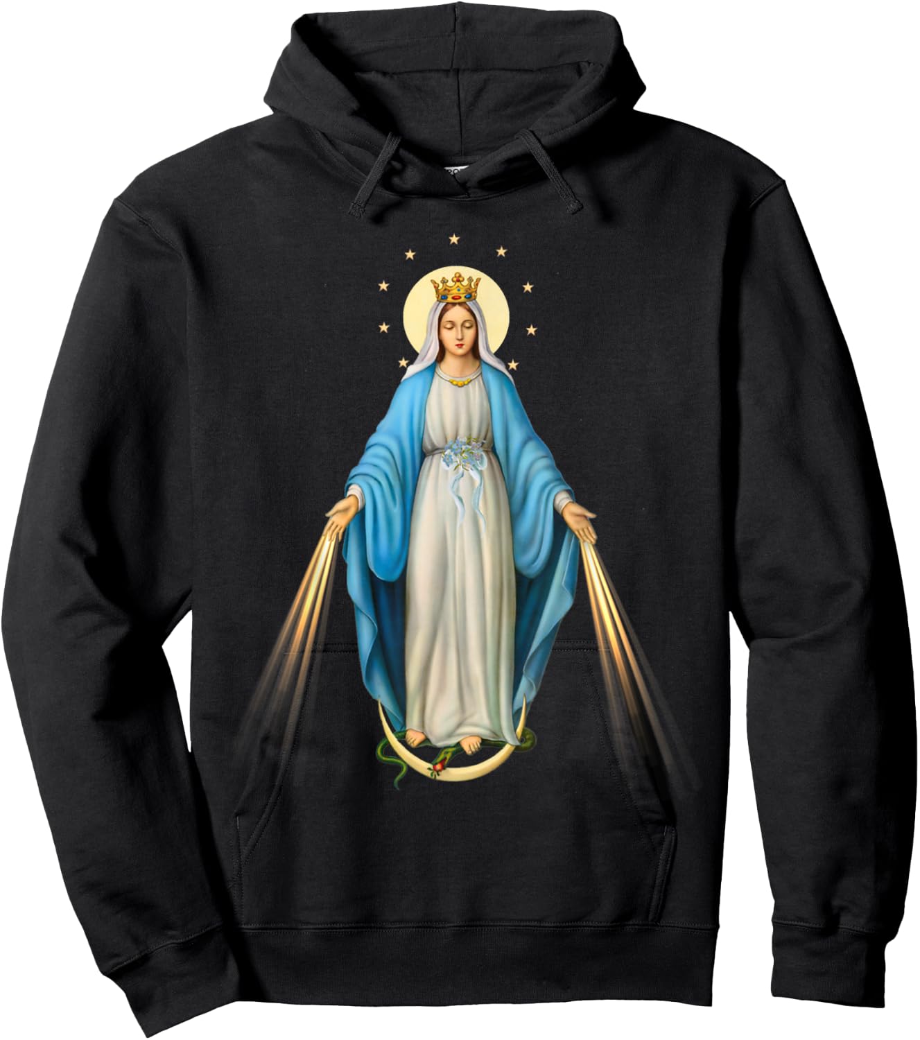 Holy Mother Mary Mother of Jesus Vintage Catholic Art Women Hoodie - Hoodie | Black