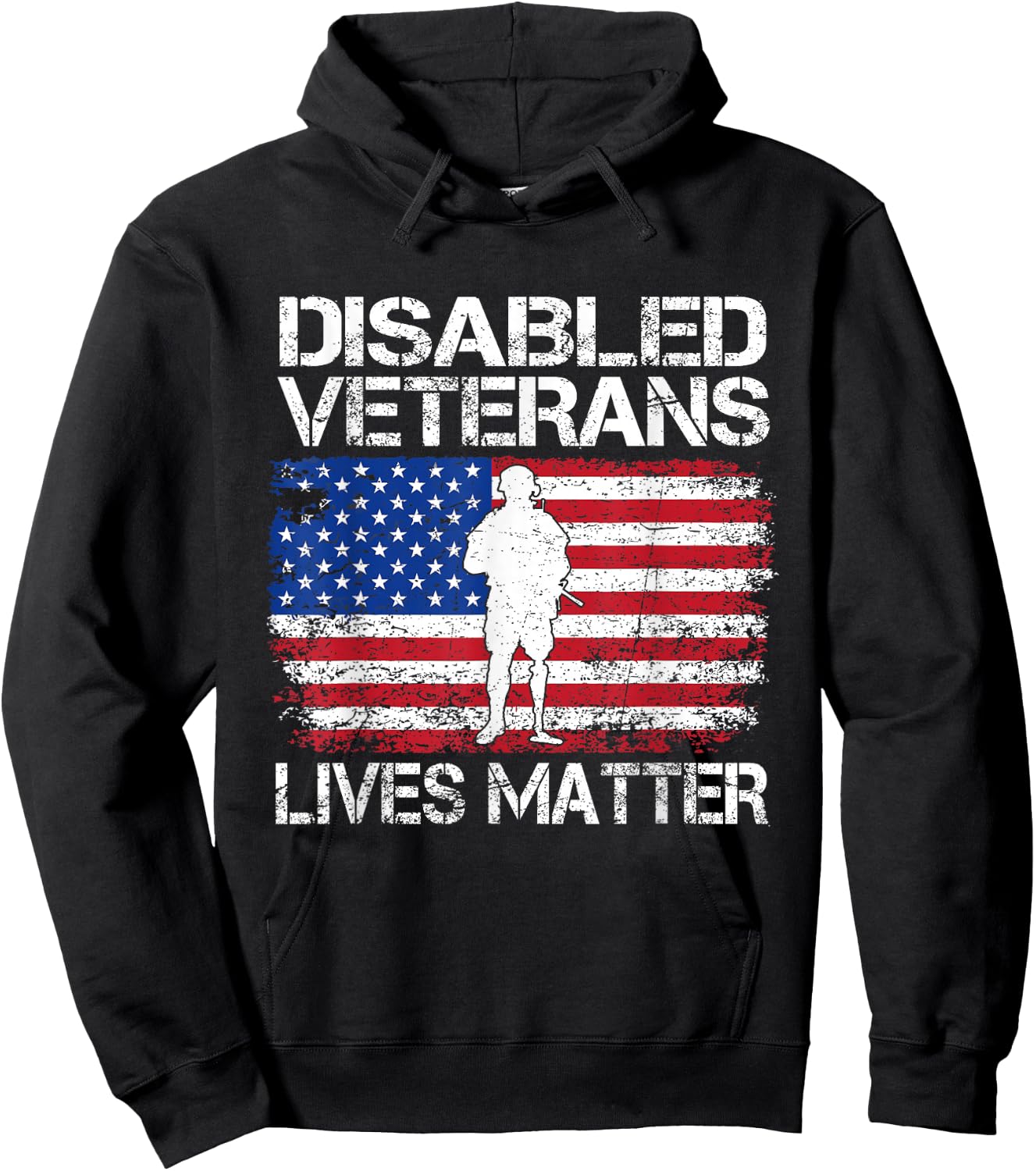 Disabled Veteran Lives Matter Flag American US Vet Military Hoodie - Hoodie | Black