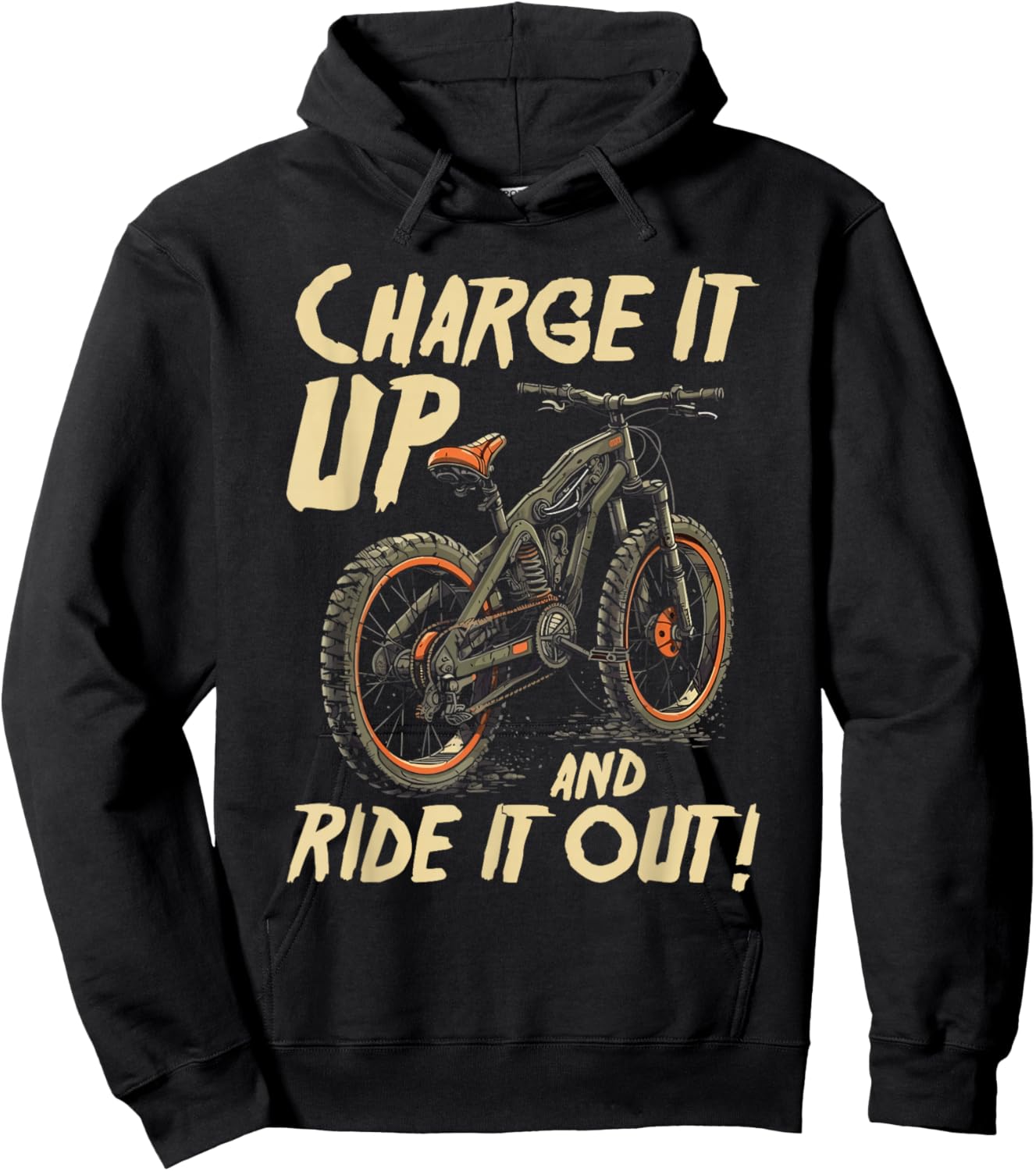 Charge It Up And Ride It Out E-Bike Rider Hoodie - Hoodie | Black