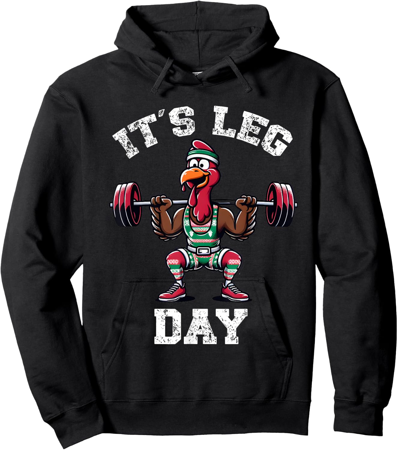 Funny Deadlifting Turkey Thanksgiving Leg Day Deadlift Hoodie - Hoodie | Black
