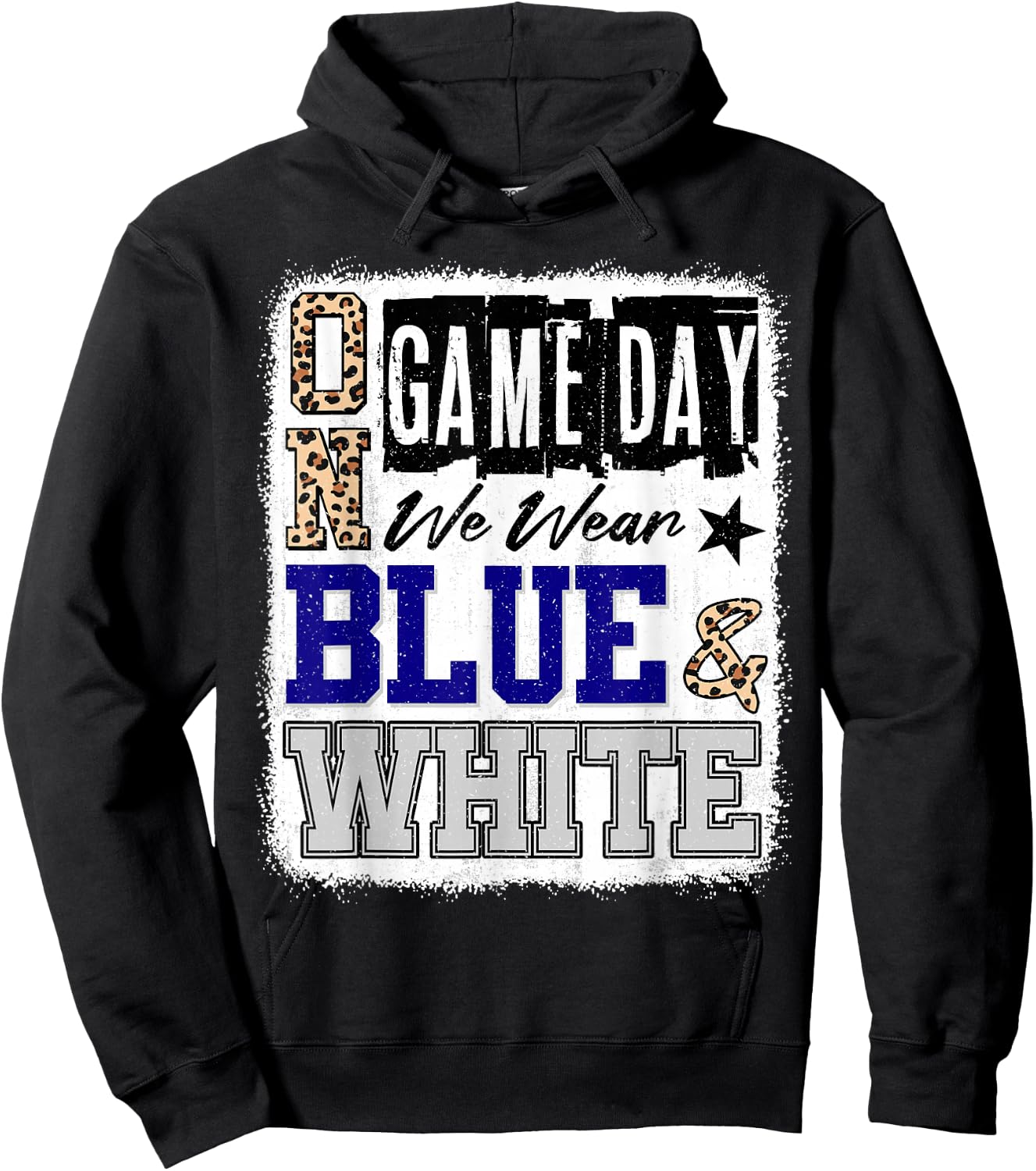 On Gameday Football We Wear Blue And White School Spirit Hoodie - Hoodie | Black