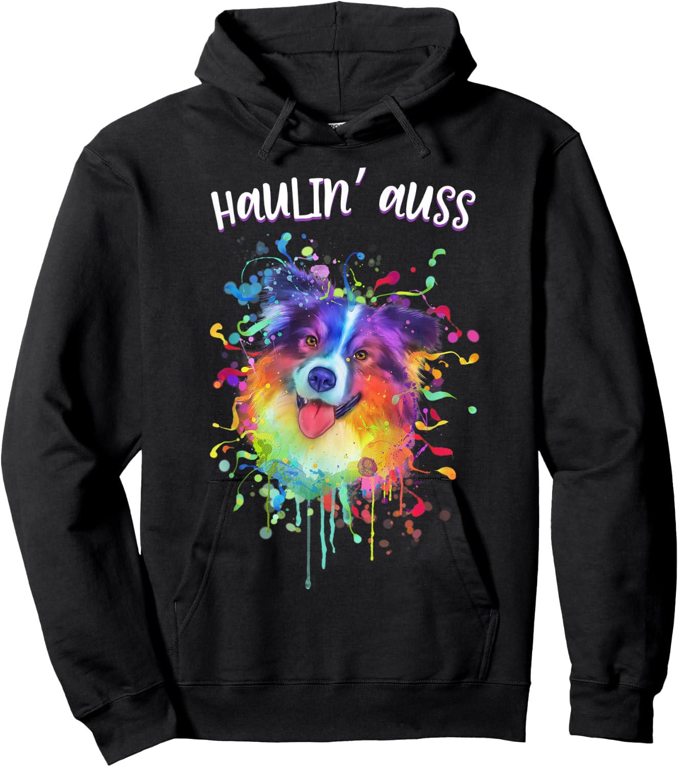 Haulin Auss Australian Shepherd Animal Pun Aussie Hoodie - Hoodie | Black