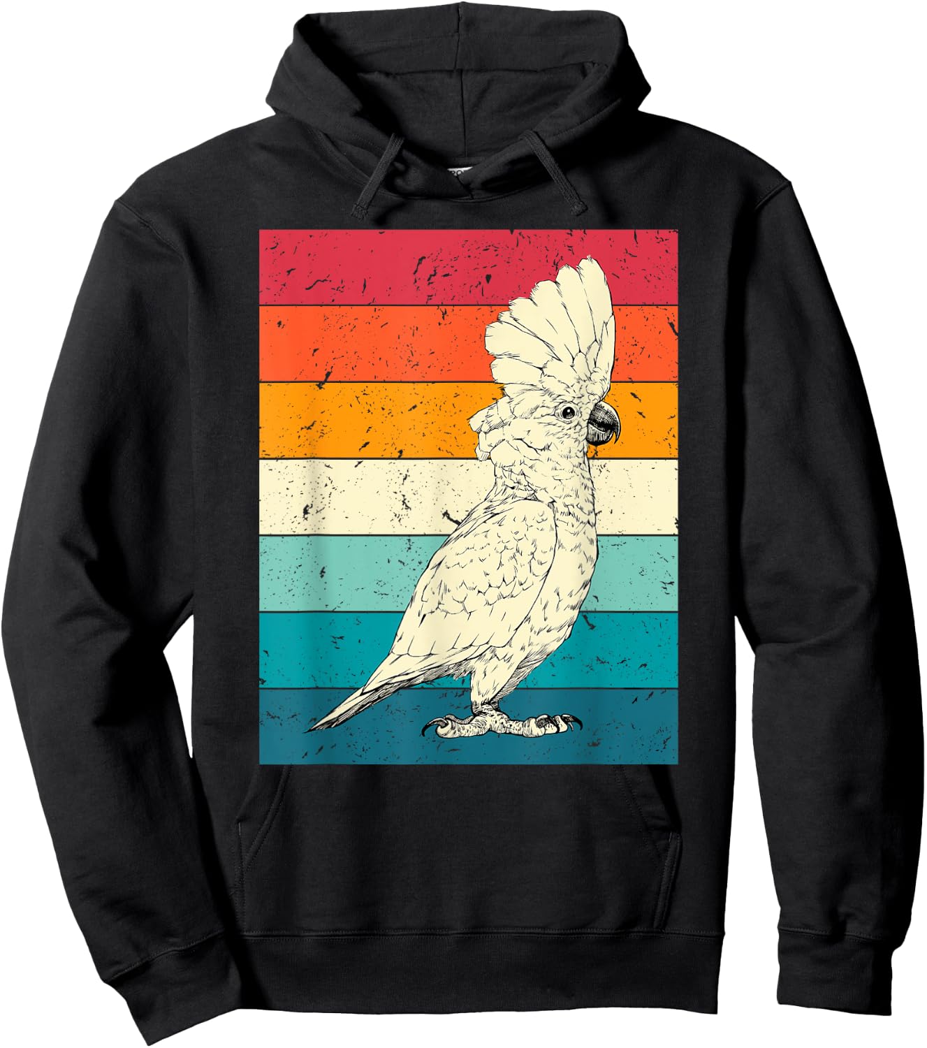 Retro Vintage Umbrella Cockatoo Sunglasses Parrot Bird Hoodie - Hoodie | Black