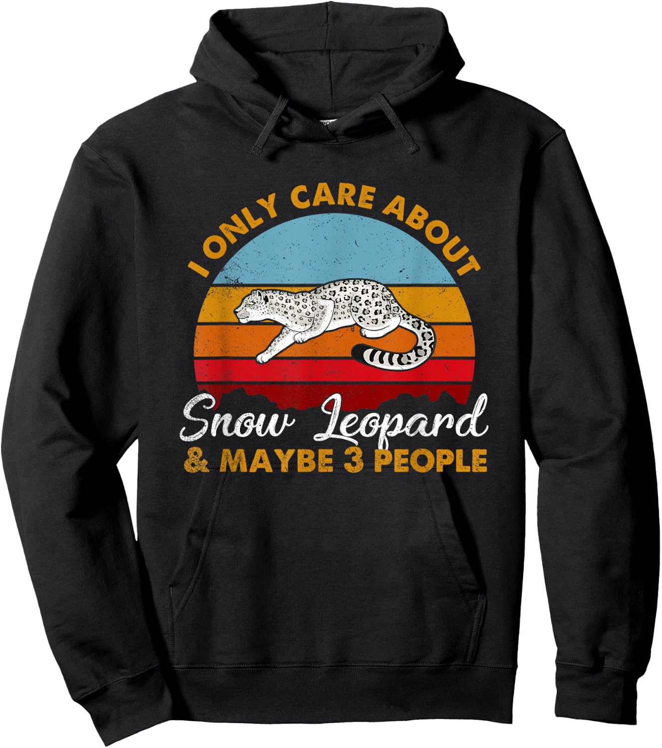 Retro Style Sunset Snow Leopard Hoodie - Hoodie | Black