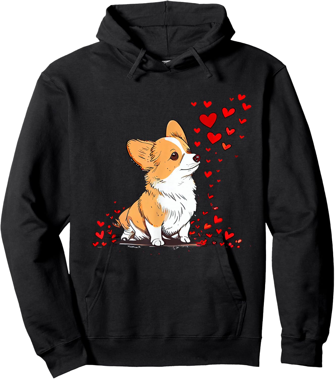 Dog Valentine Cute Corgi Valentine's Day Hoodie - Hoodie | Black