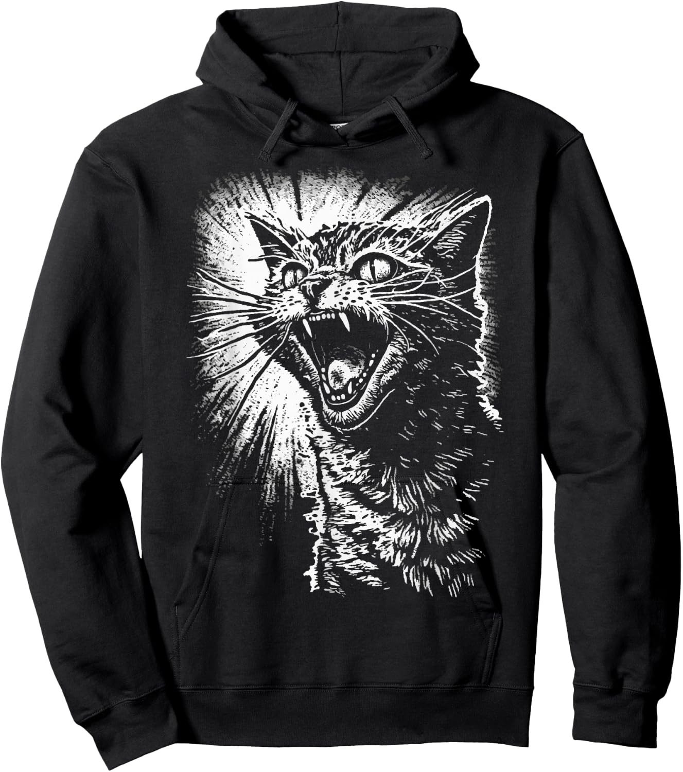 Angry Aggressive Hissing Cat Ready to Attack Hoodie - Hoodie | Black