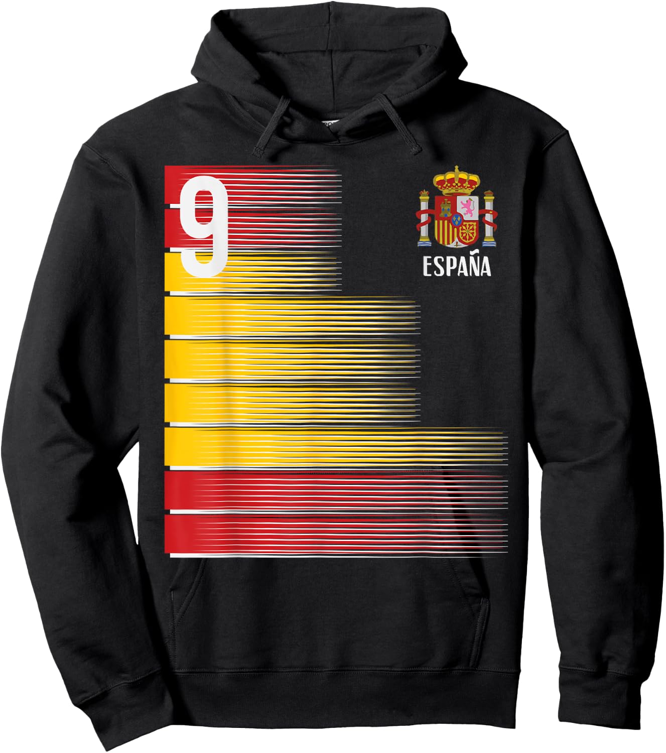 Spain Number 9 Espana Spanish Soccer Fan Men Women Kids Boys Hoodie - Hoodie | Black