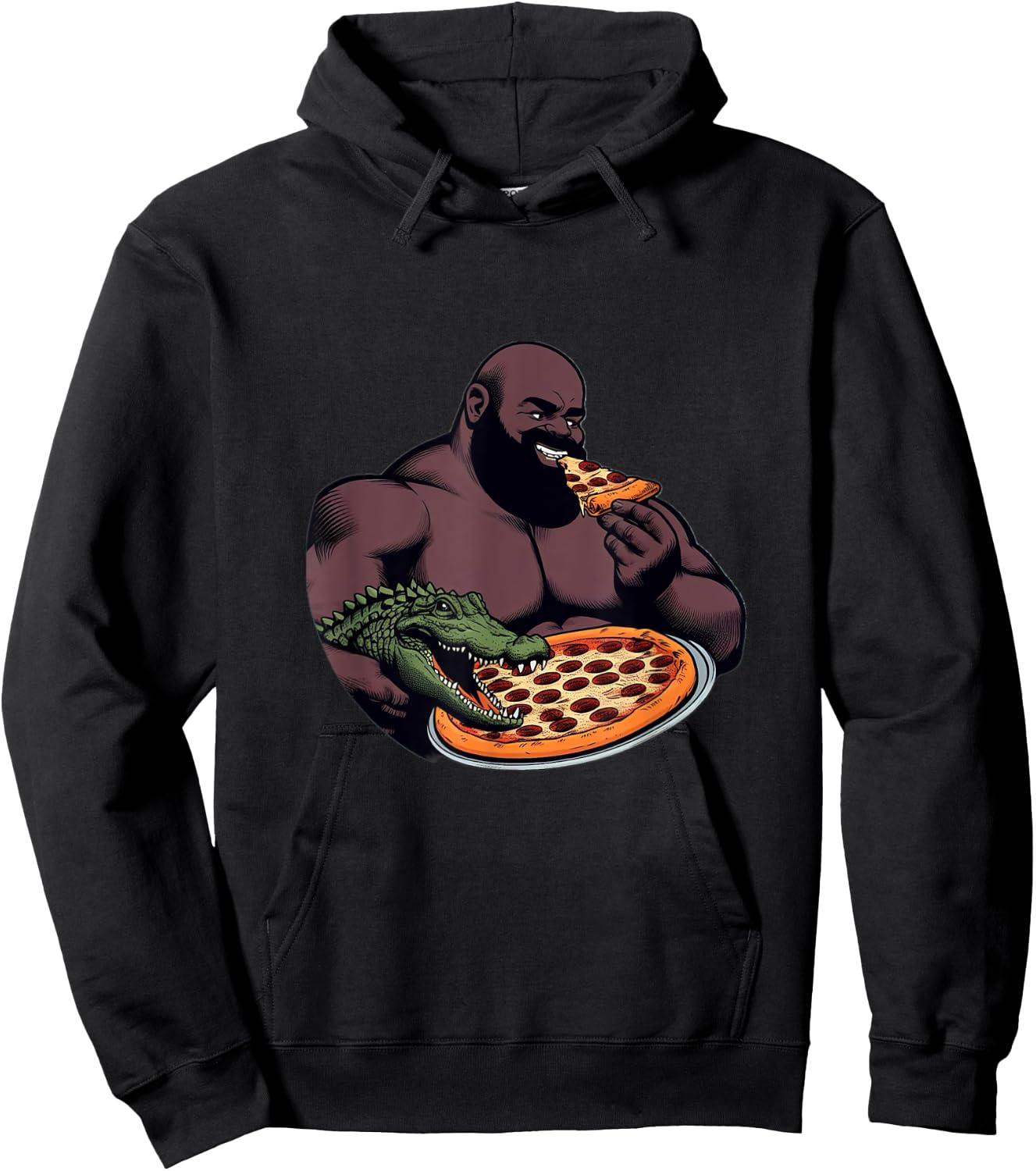 Gumbo Slice & Croc Buddy Pizzagator Epic Pizza Time Funny Hoodie - Hoodie | Black