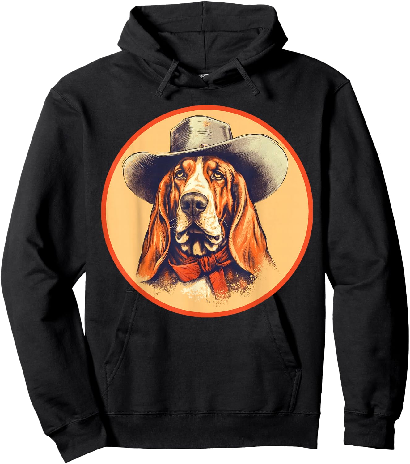Vintage Basset Hound Cowboy Cute Western Country Music Hoodie - Hoodie | Black