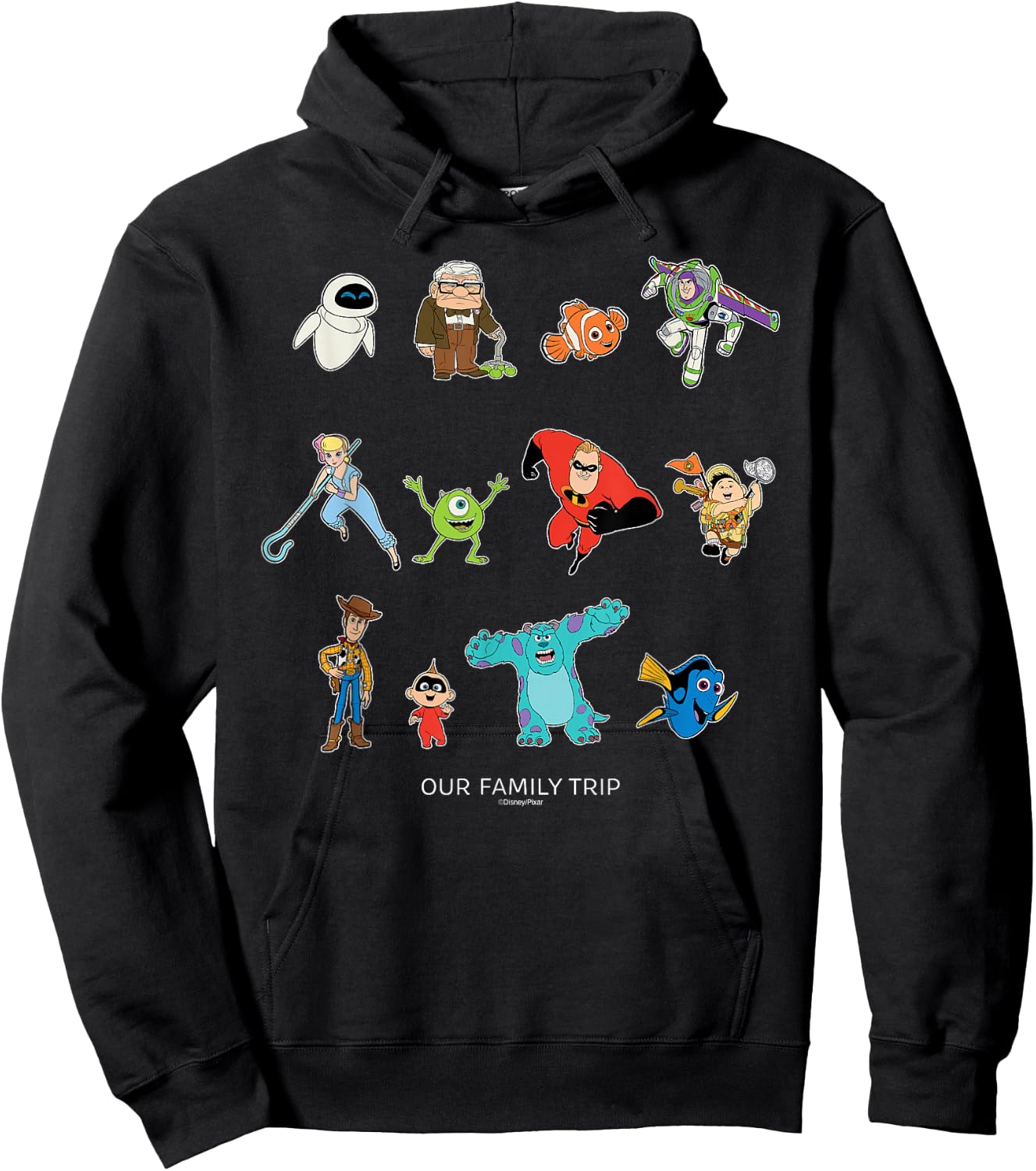 Disney and Pixar Characters Vacation Our Family Trip Hoodie - Hoodie | Black