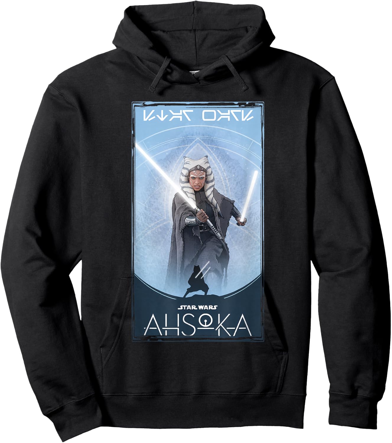 Star Wars: Ahsoka Tano Silhouette Atop Logo Poster Hoodie - Hoodie | Black
