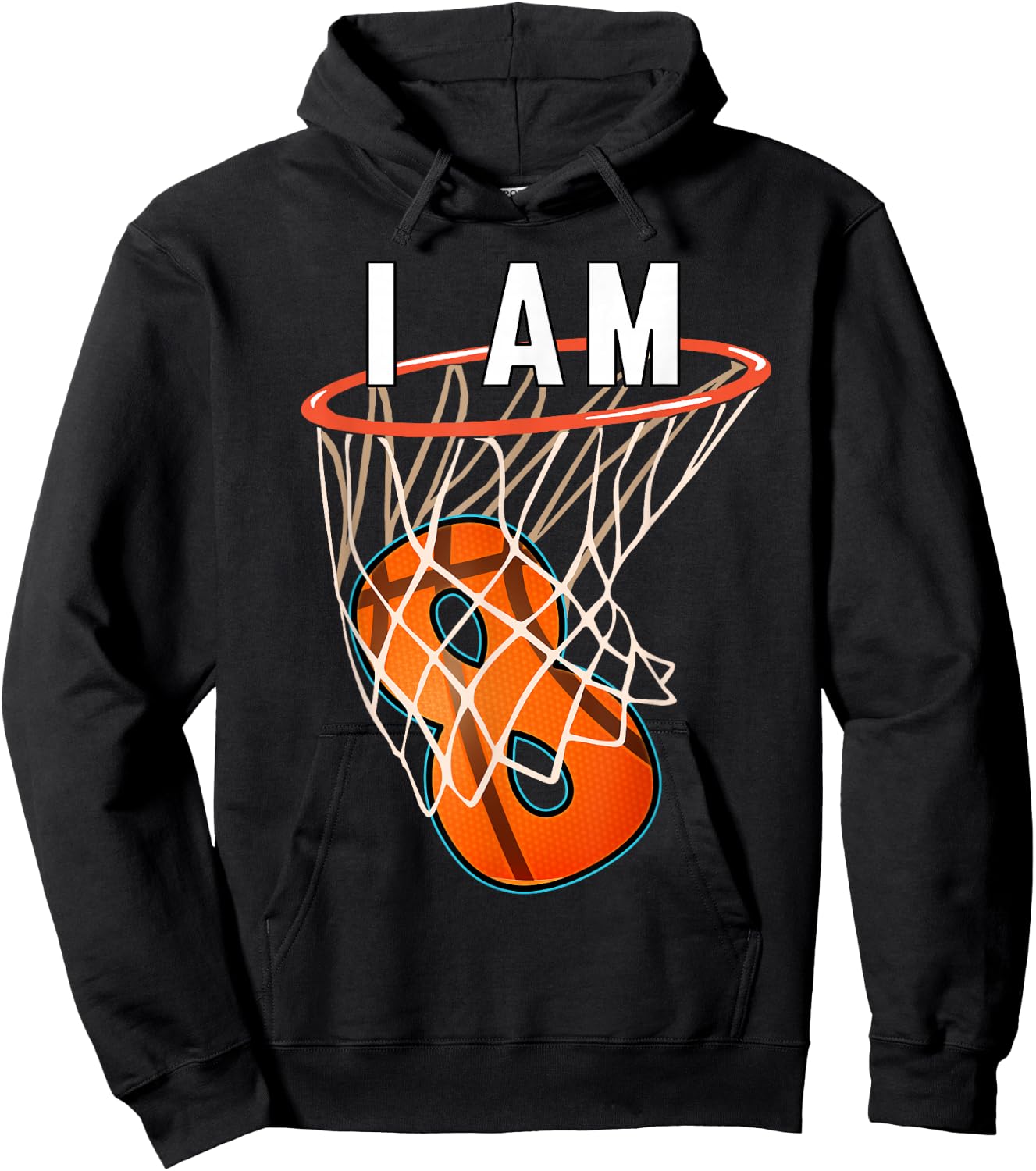 I Am 8 Basketball Themed 8th Birthday Party Celebration Hoodie - Hoodie | Black
