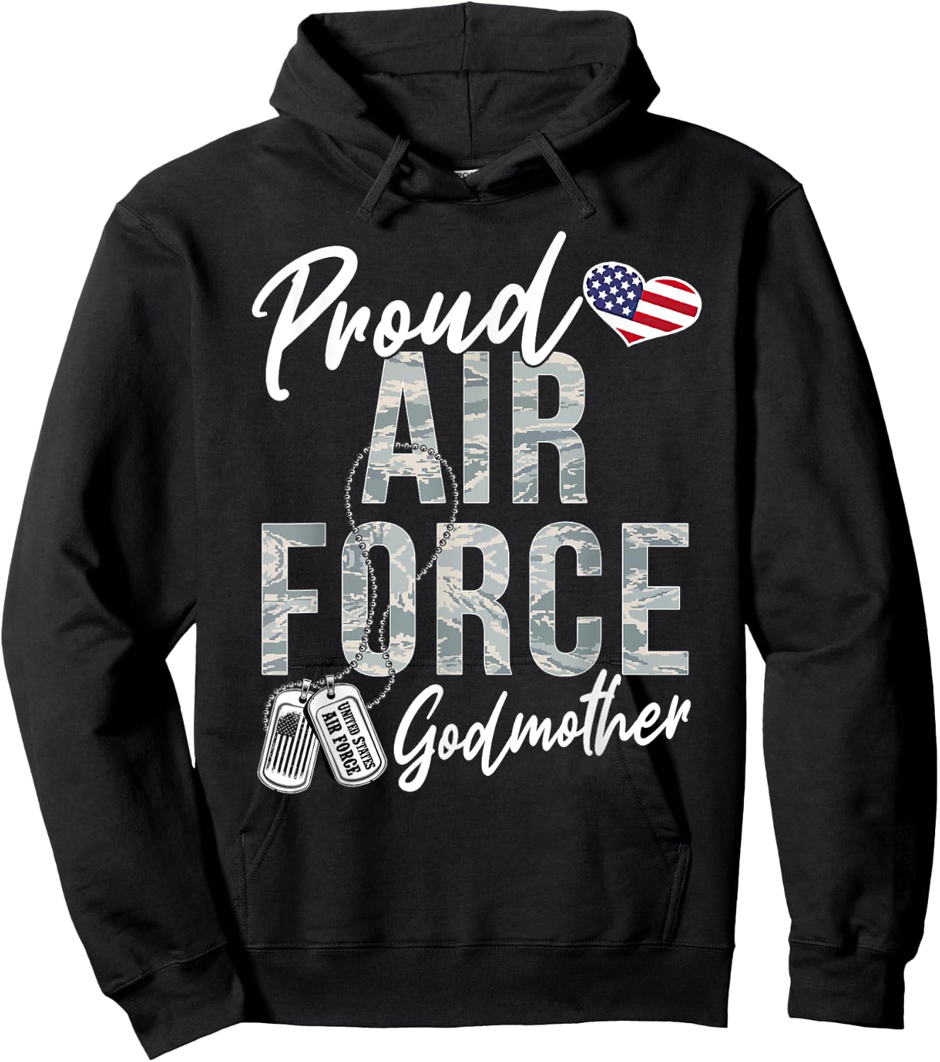 Proud Air Force Godmother US Air Force Graduation Godmother Hoodie - Hoodie | Black