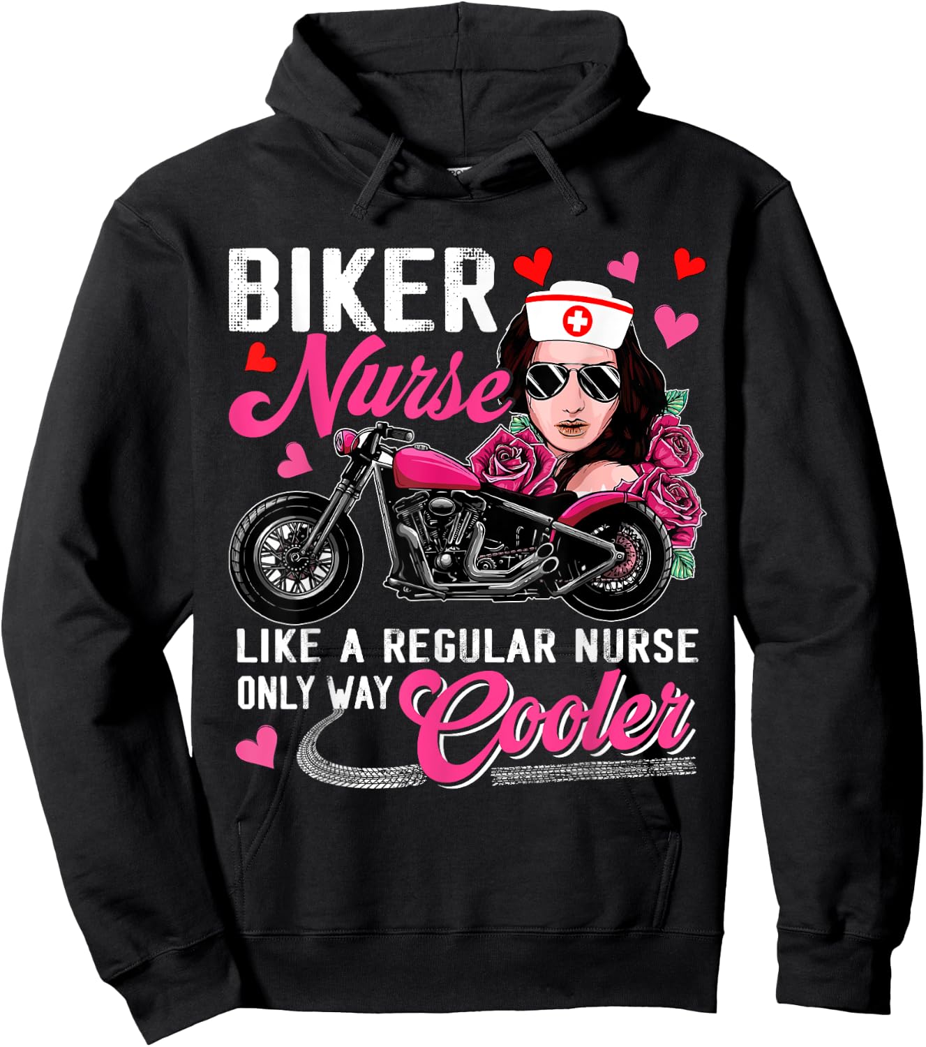 Biker Nurse Definition Only Cooler Motorcycle Woman Hoodie - Hoodie | Black