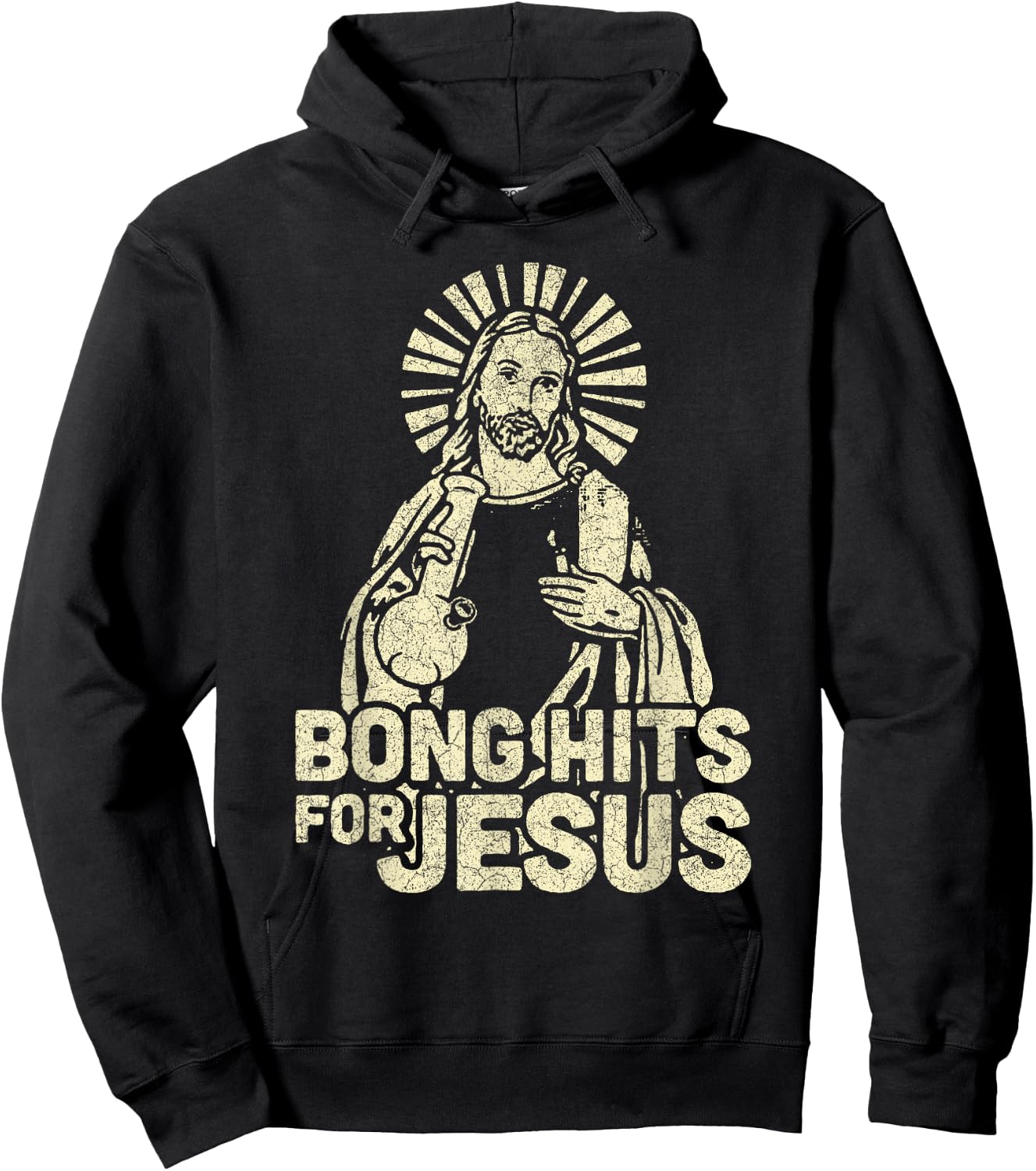Bong Hits For Jesus Christian Jesus Graphic Hoodie - Hoodie | Black