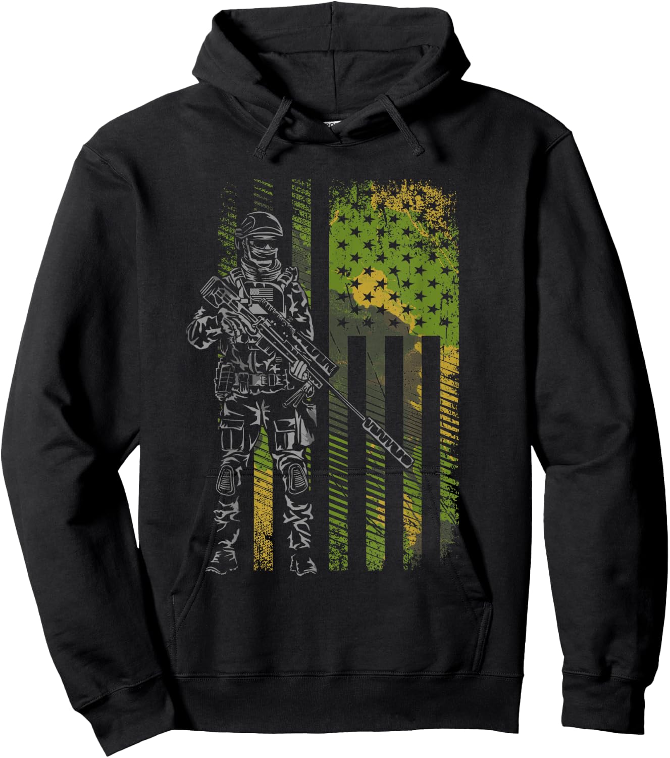 American Flag Camo Camouflage Soldier Kids Men Hoodie - Hoodie | Black